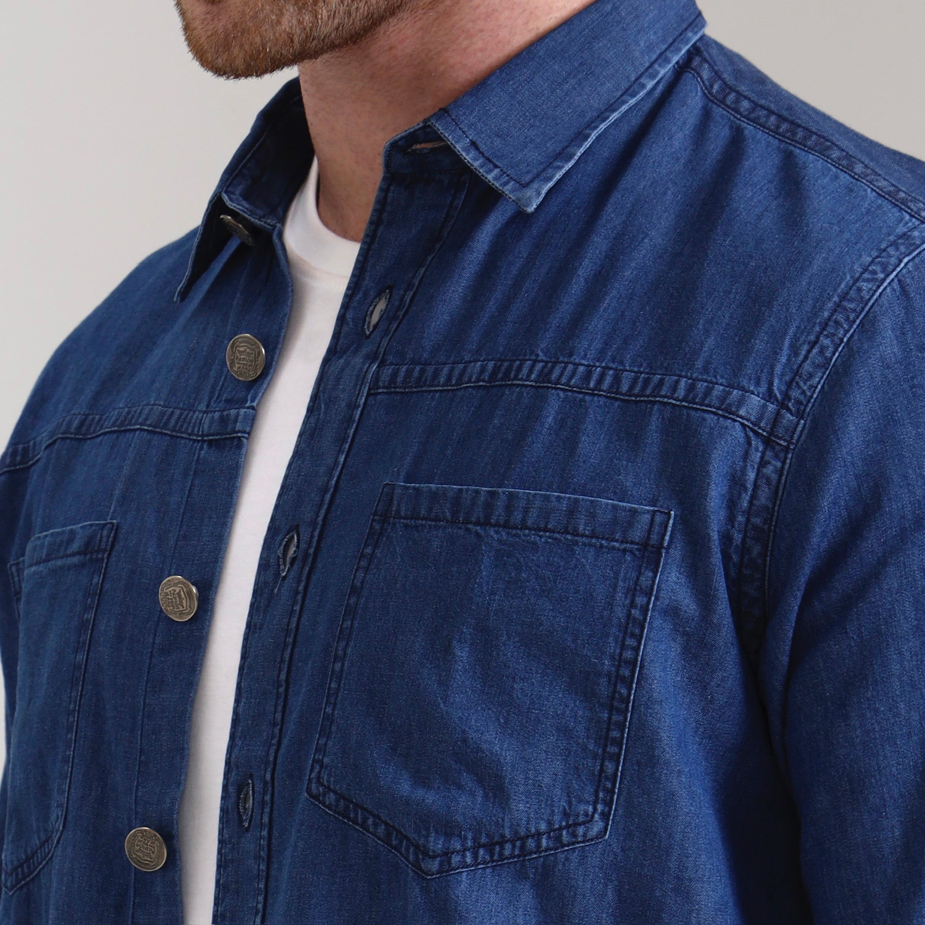 Regular Fit Iron Blue Denim Overshirt