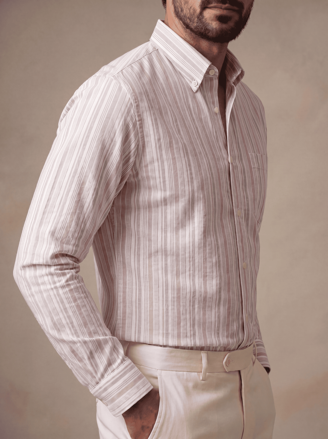 Pink & White Oxford Stripe Cotton Shirt