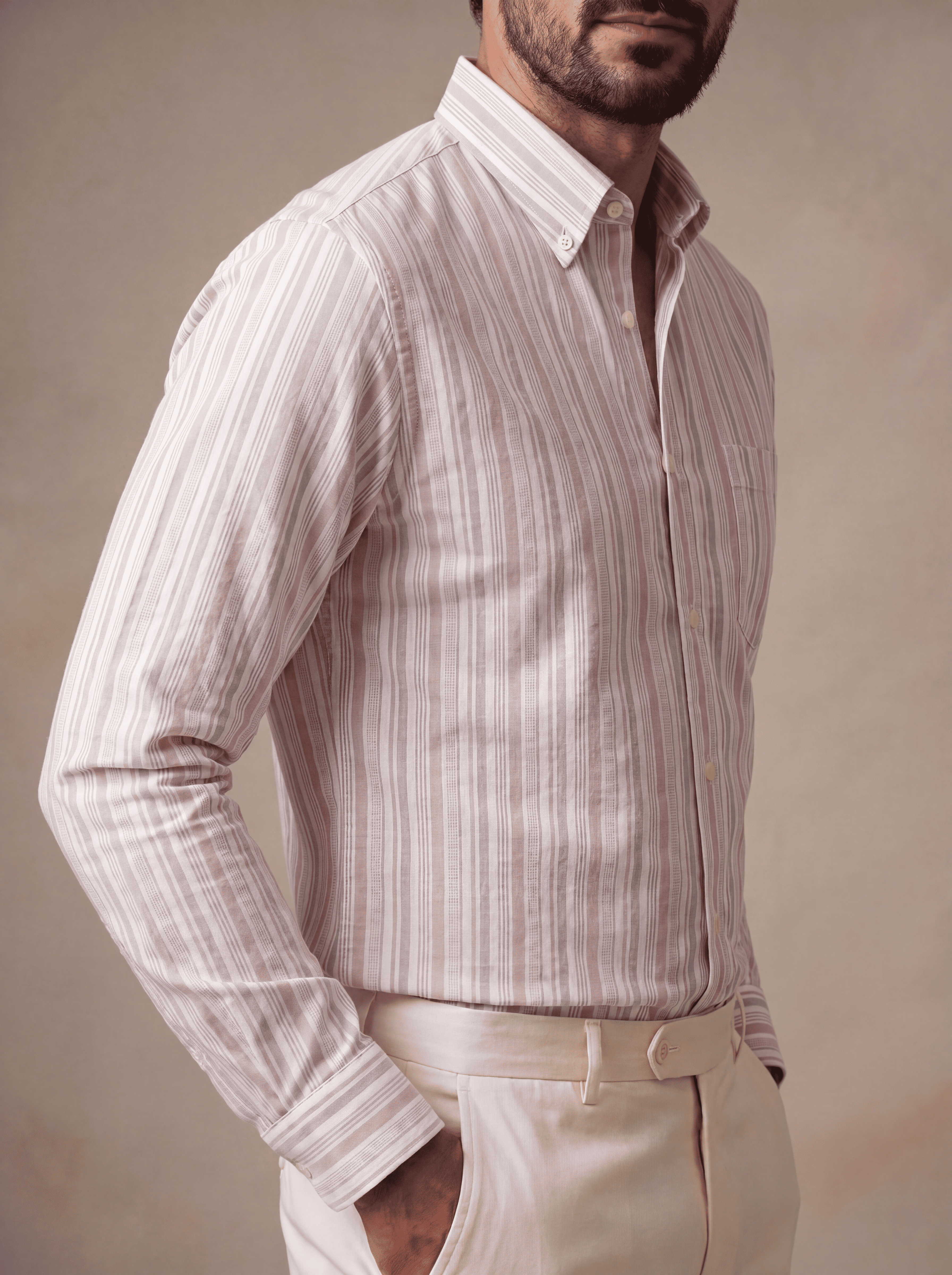 Pink & White Oxford Stripe Cotton Shirt
