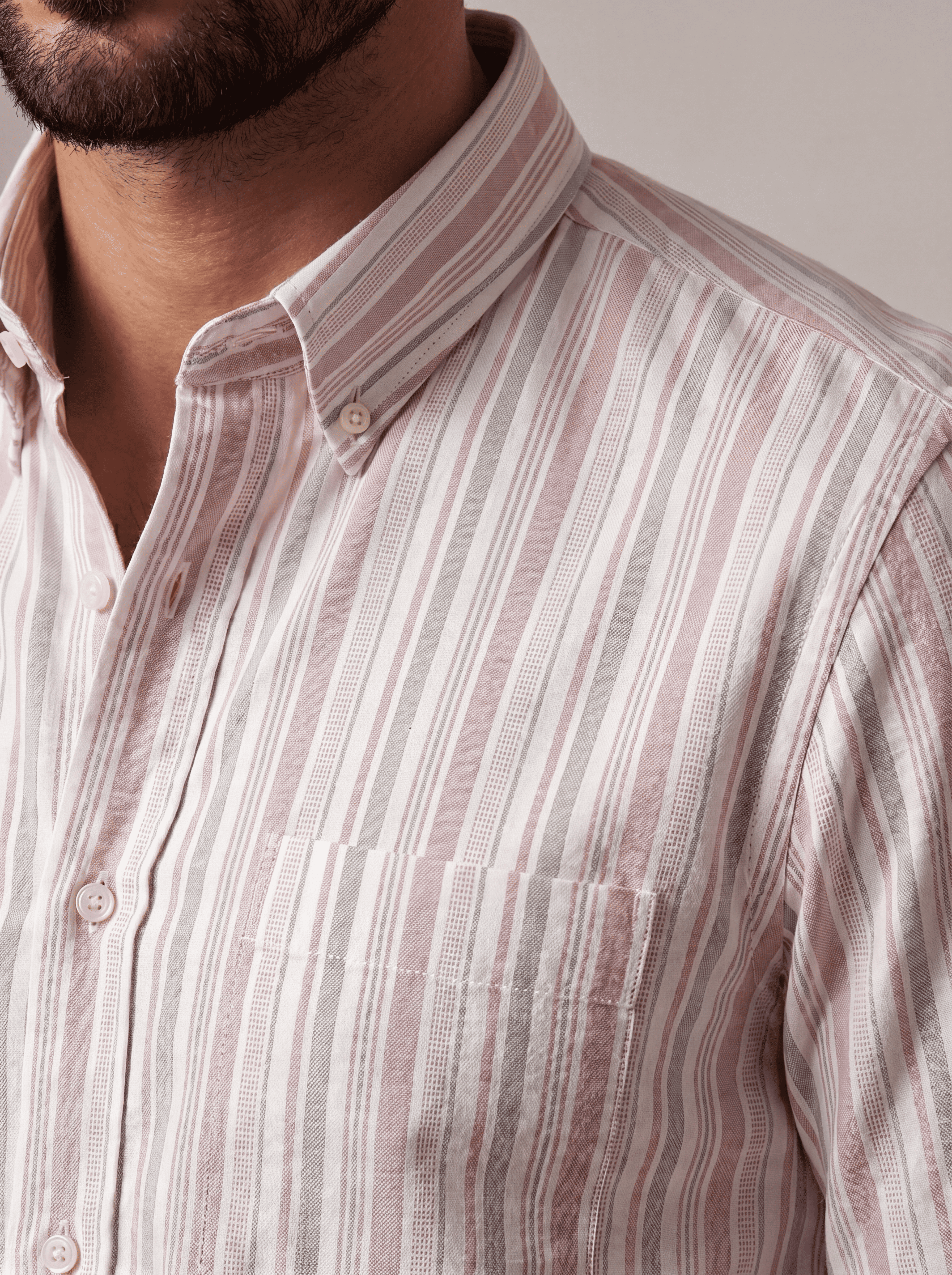 Pink & White Oxford Stripe Cotton Shirt