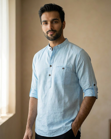 Blanford Skymist Linen Short Kurta