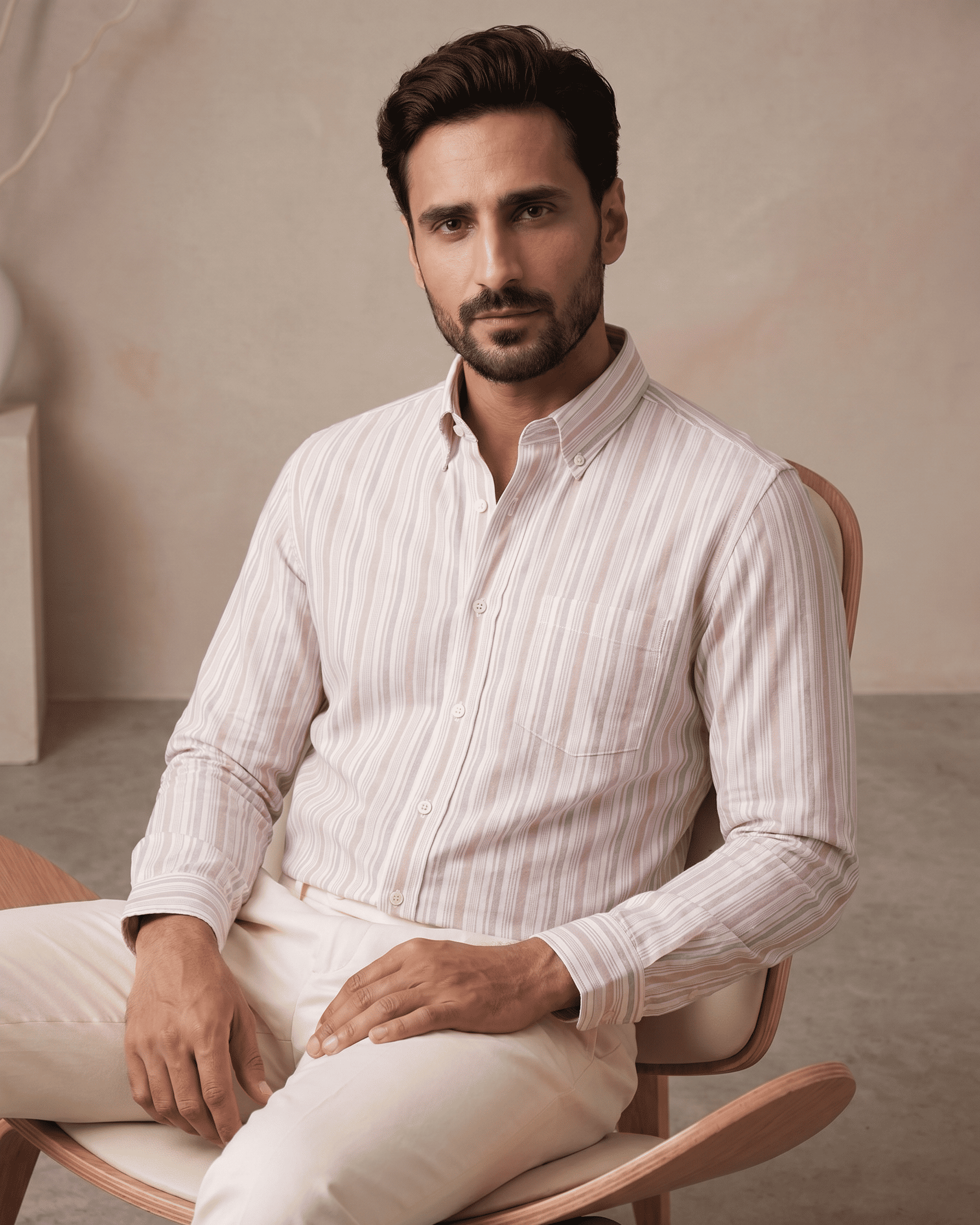 Pink & White Oxford Stripe Cotton Shirt