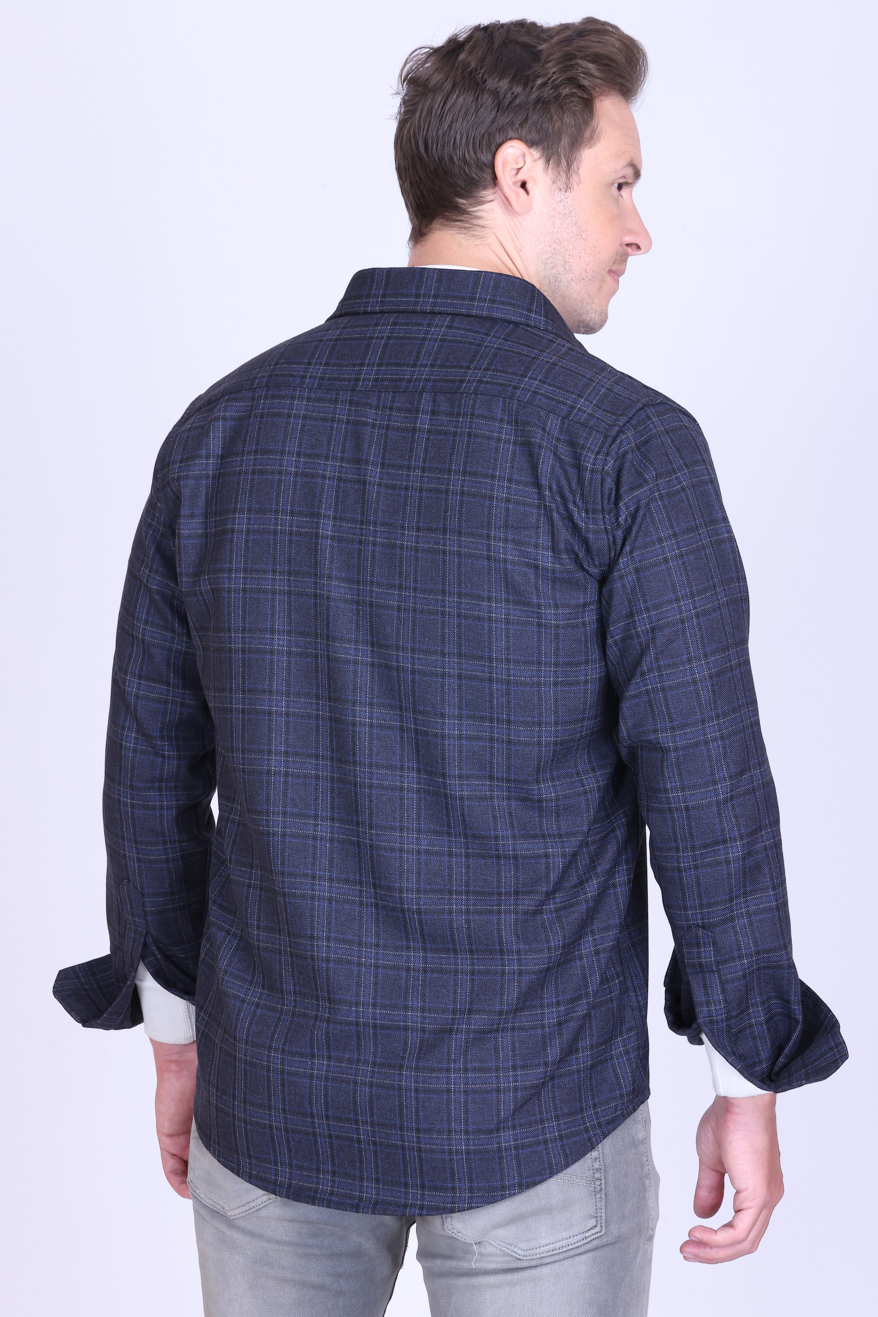 Slateblue Check Wool Shacket