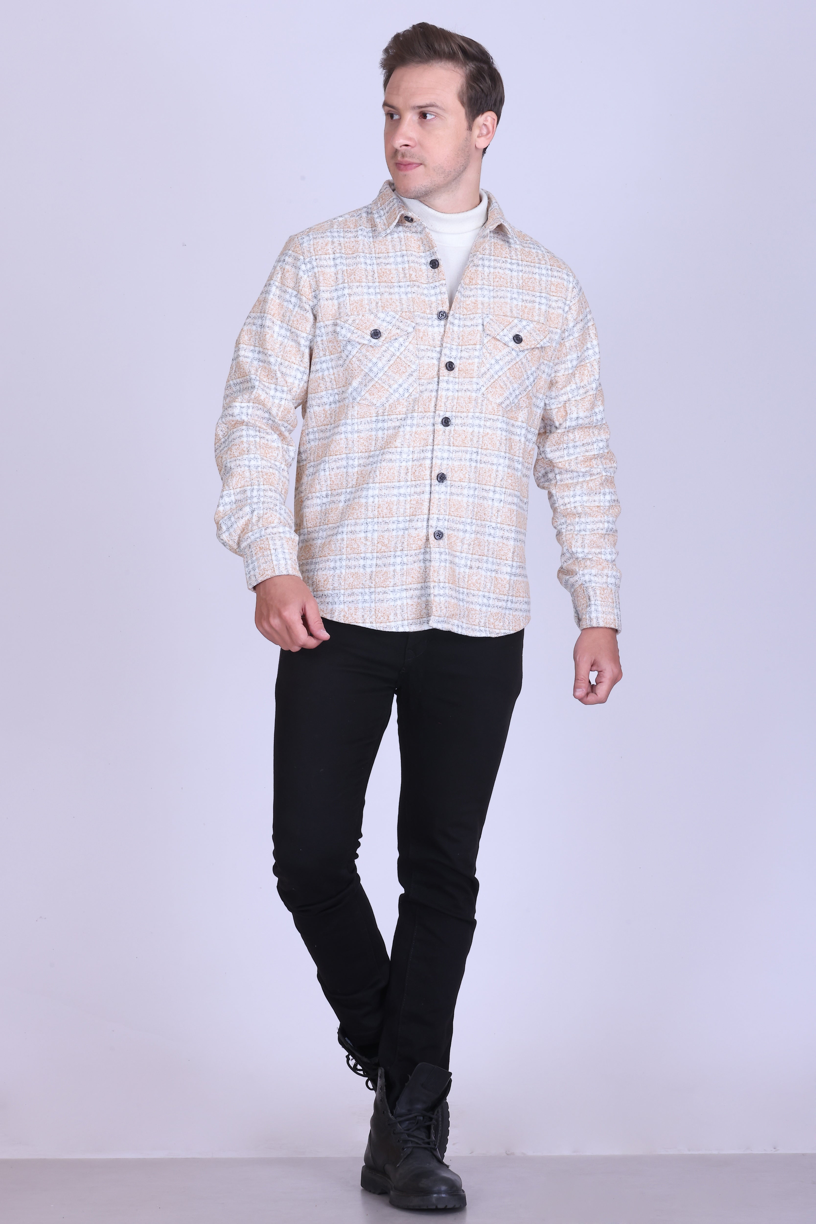 Clay Check Wool Shacket