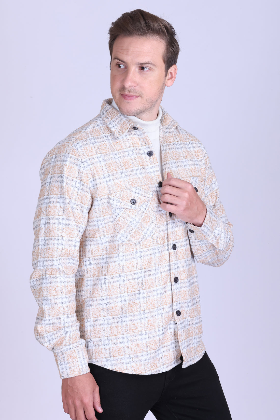 Clay Check Wool Shacket