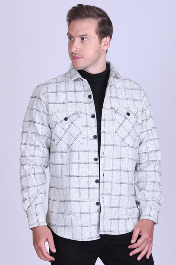 Gridline Wool-Blend Check Shacket