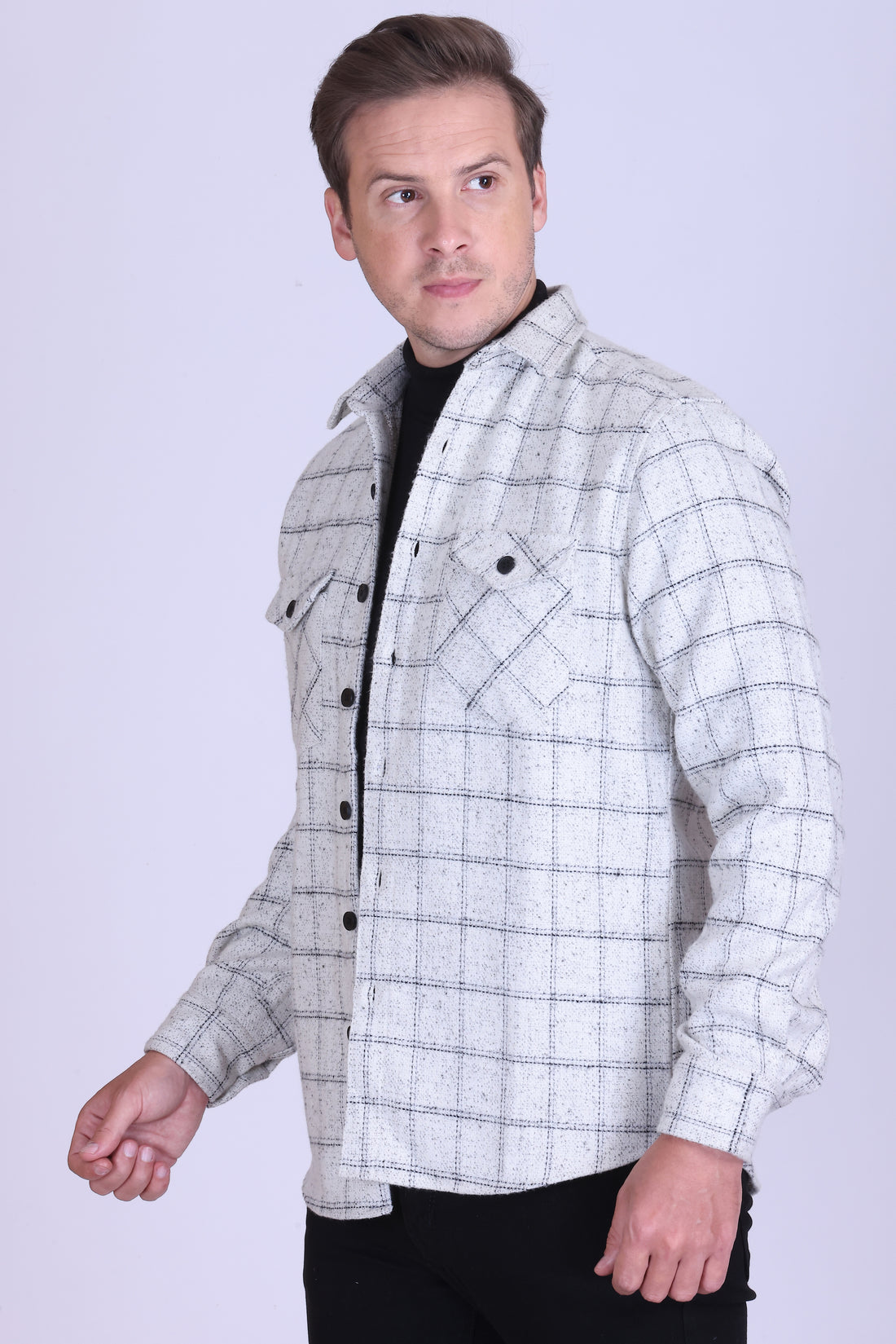 Gridline Wool-Blend Check Shacket
