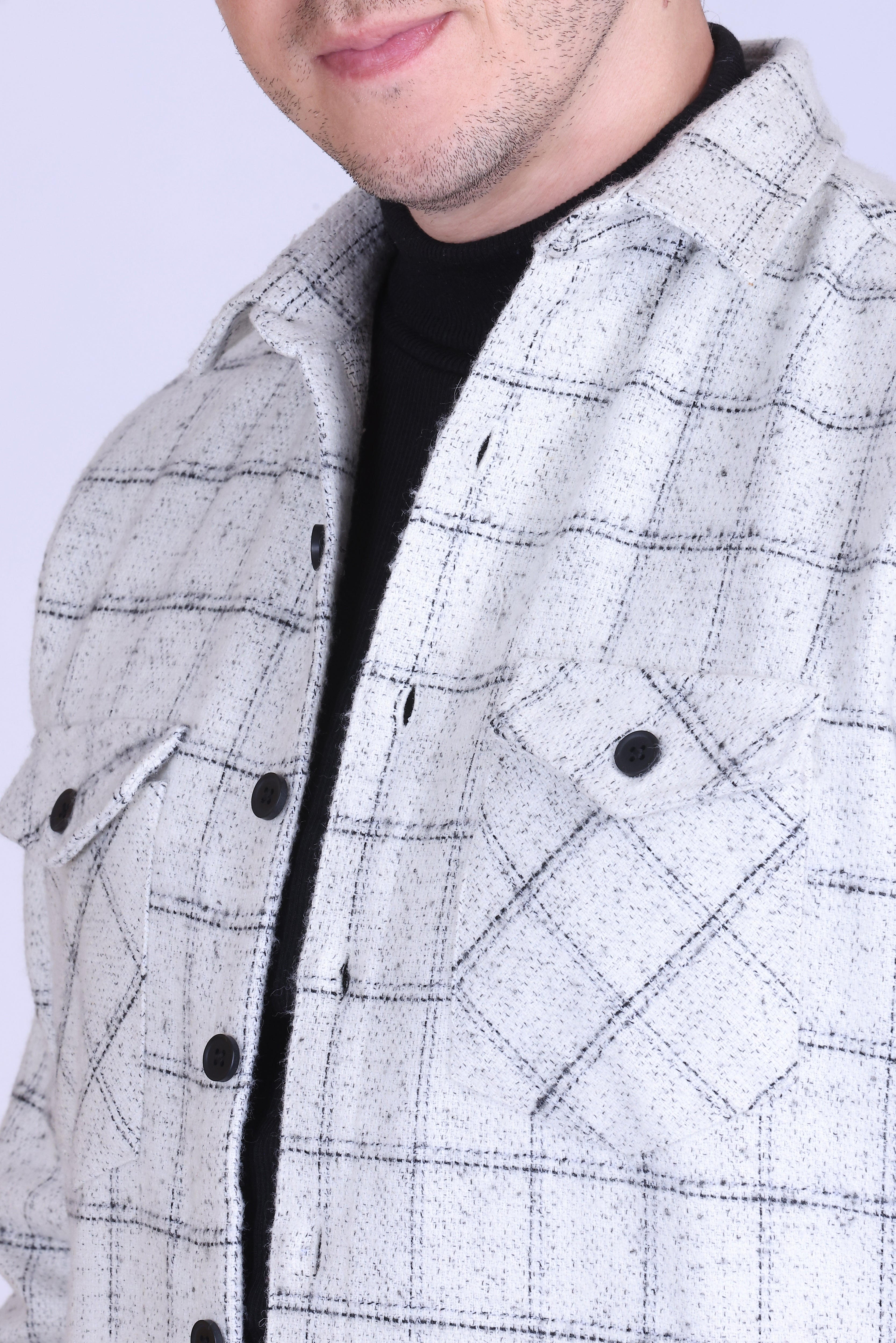 Gridline Wool-Blend Check Shacket