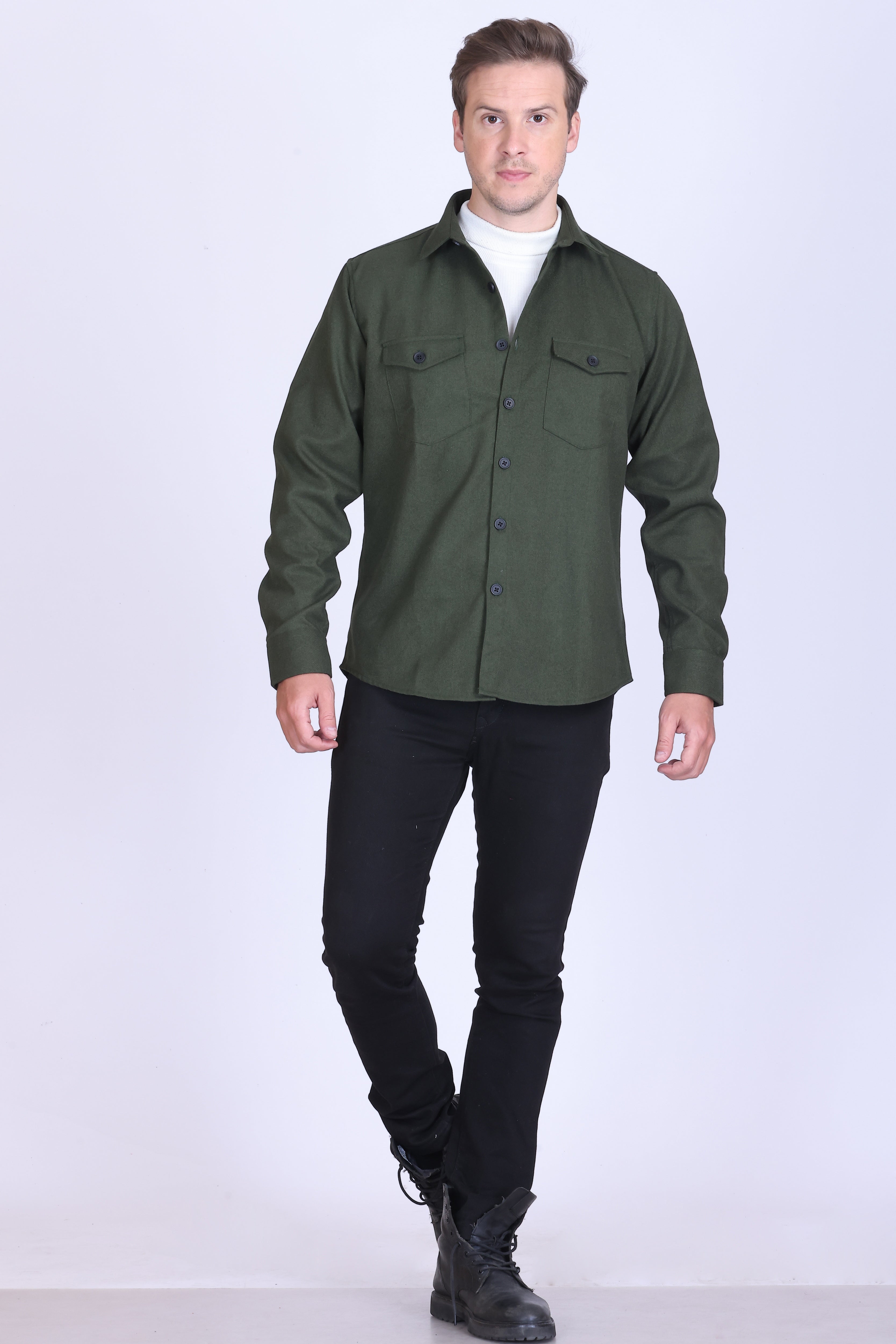FOREST GREEN TWILL OVERSHIRT