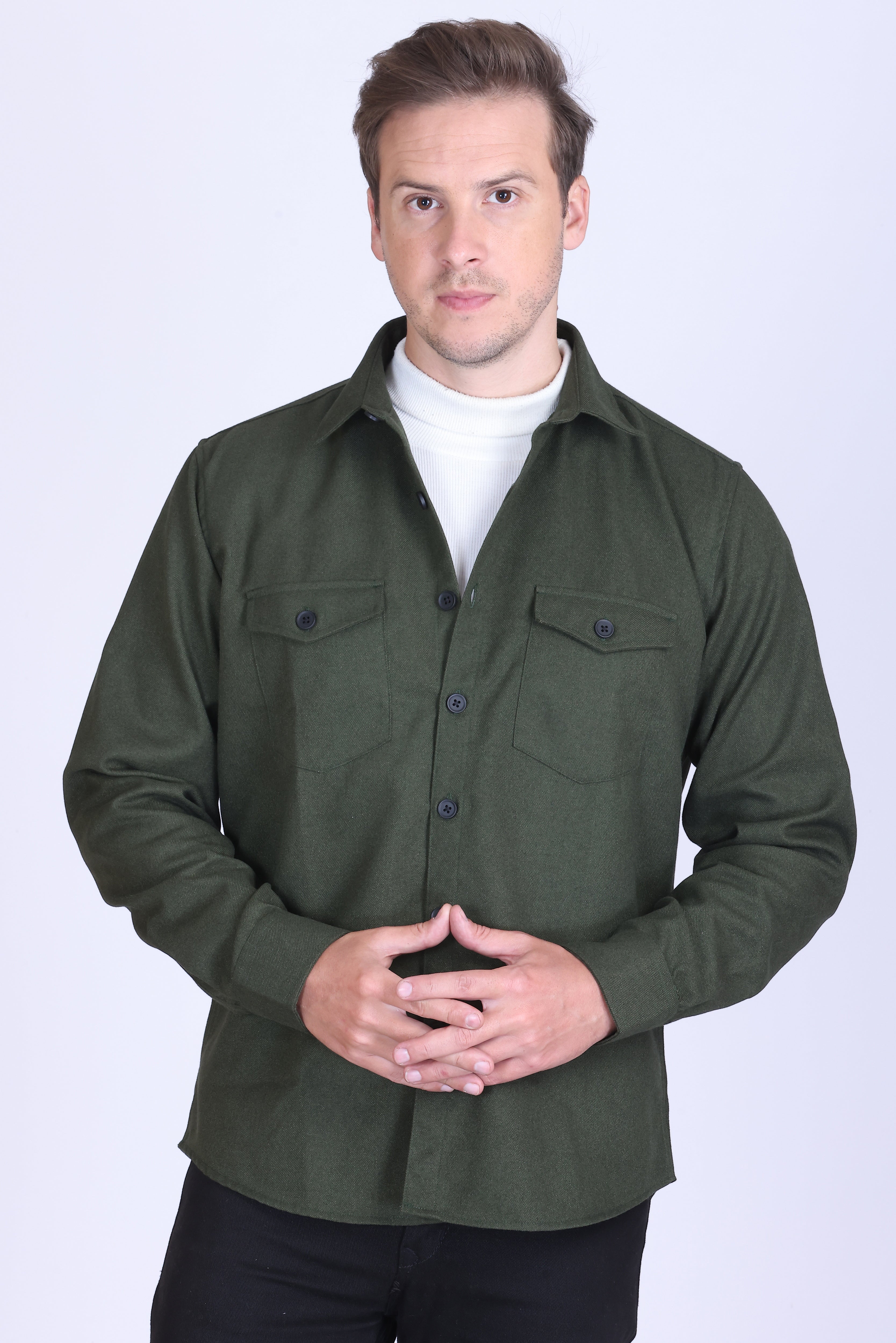 FOREST GREEN TWILL OVERSHIRT