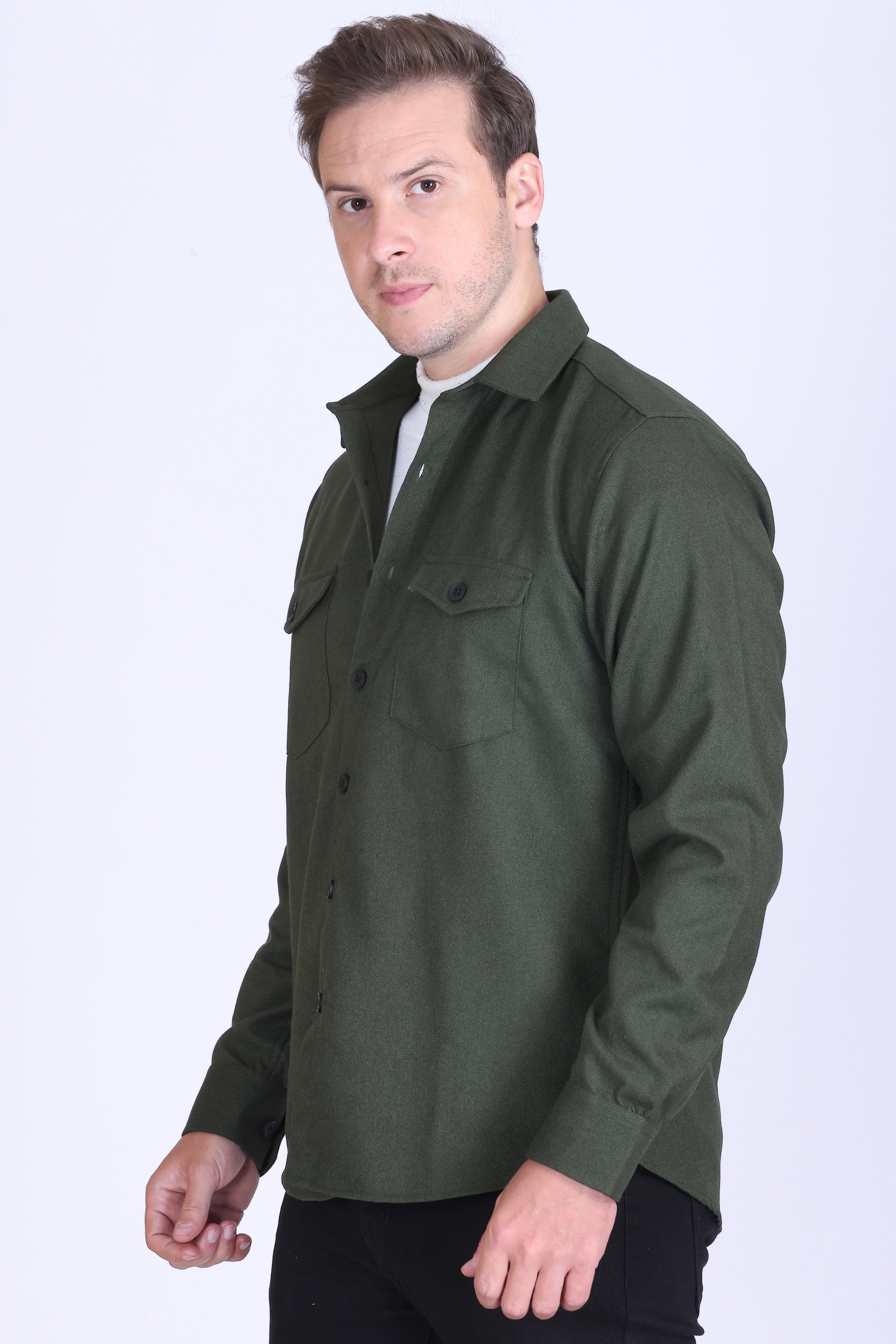 FOREST GREEN TWILL OVERSHIRT