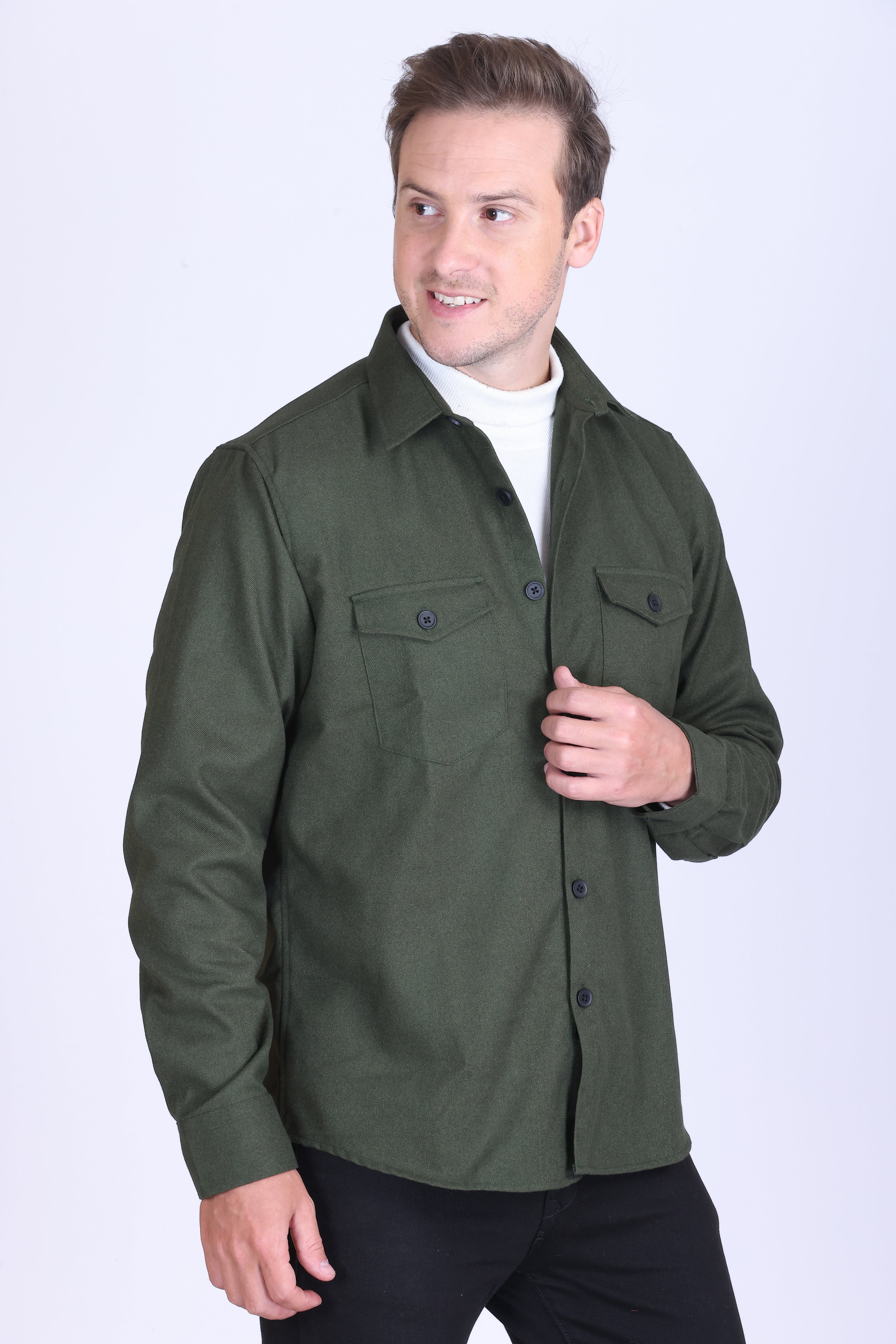 FOREST GREEN TWILL OVERSHIRT