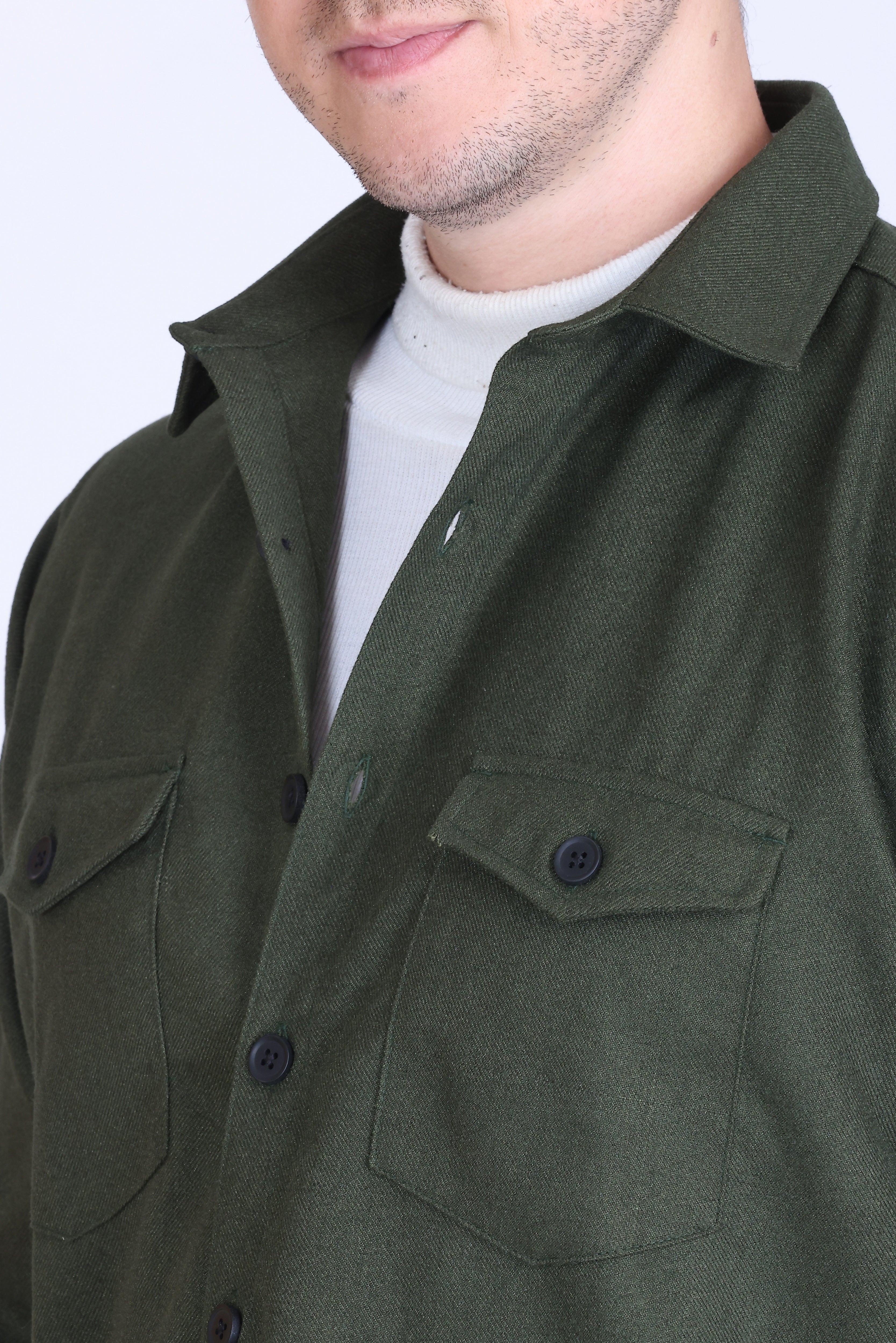 FOREST GREEN TWILL OVERSHIRT