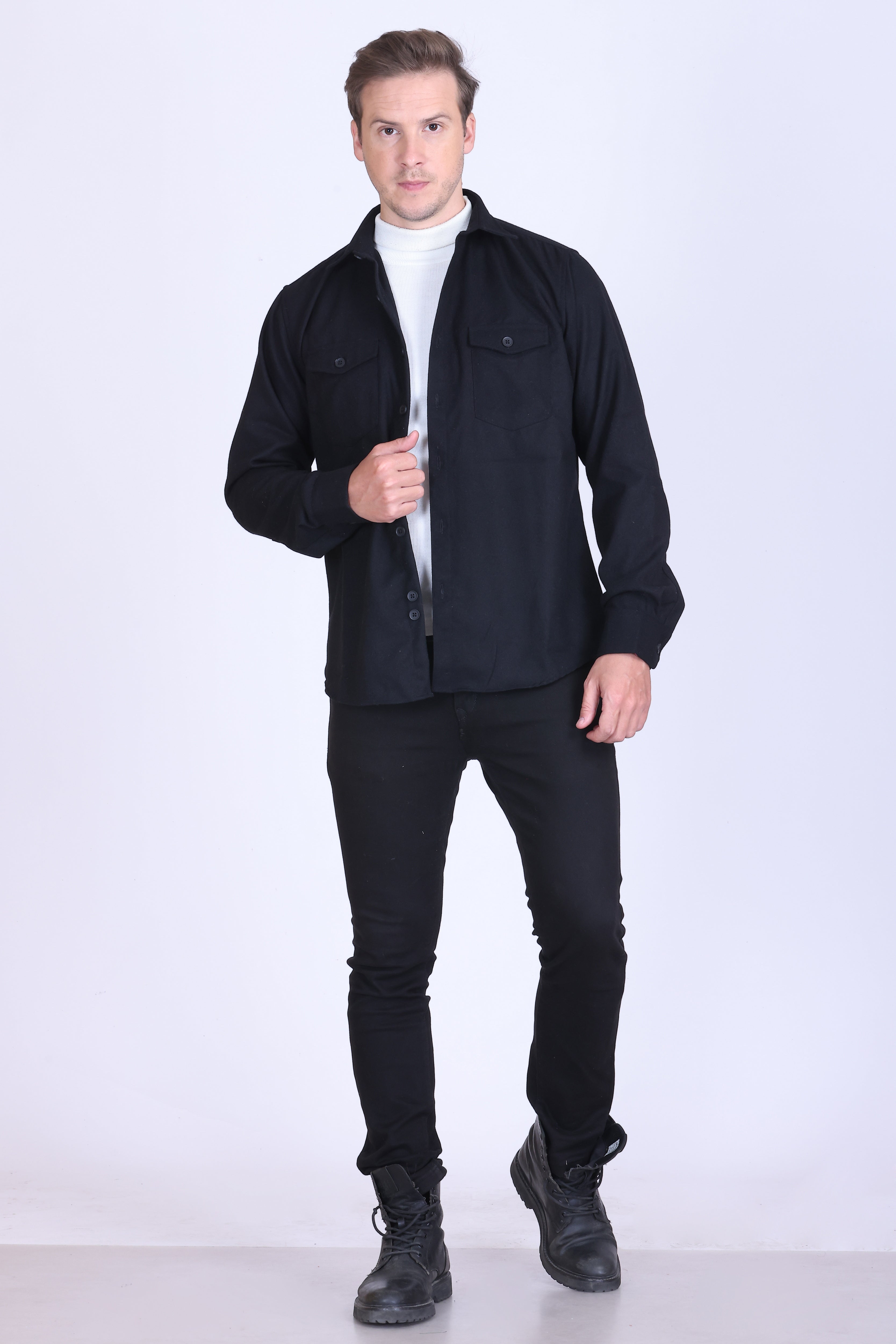 CARBON BLACK TWILL OVERSHIRT