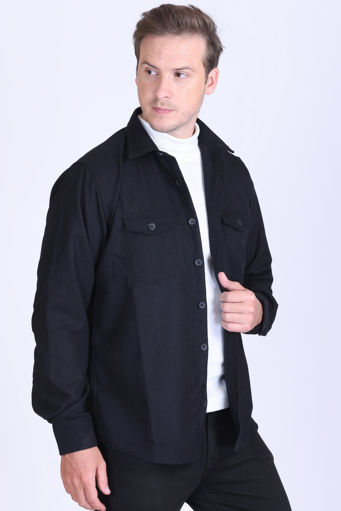 CARBON BLACK TWILL OVERSHIRT
