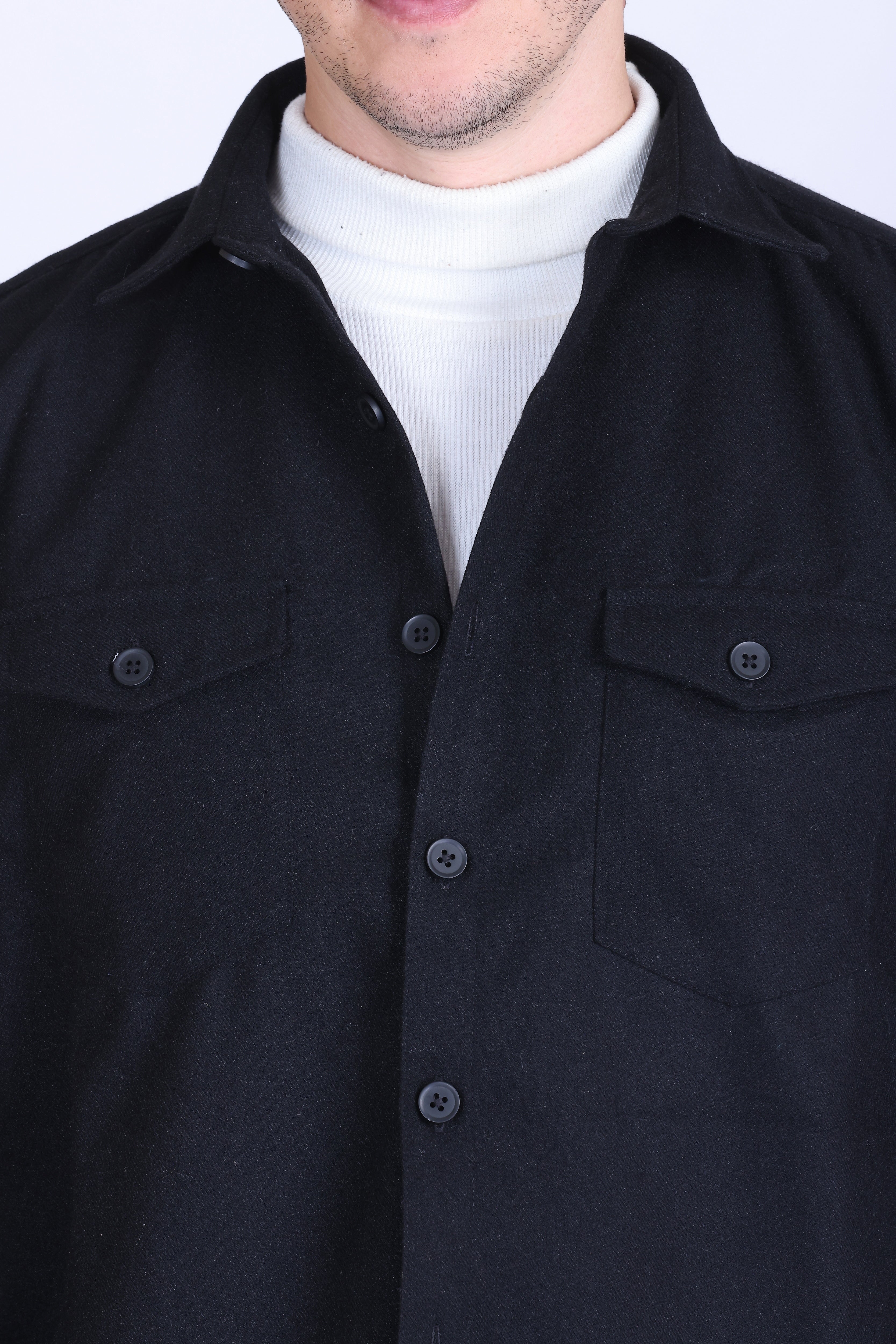 CARBON BLACK TWILL OVERSHIRT
