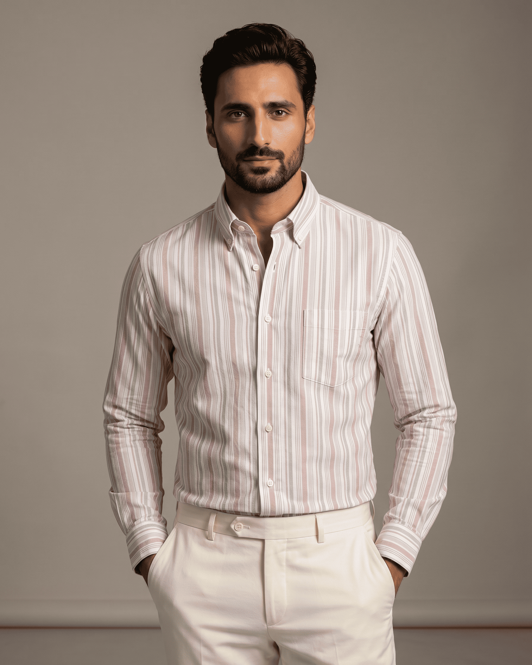 Pink & White Oxford Stripe Cotton Shirt