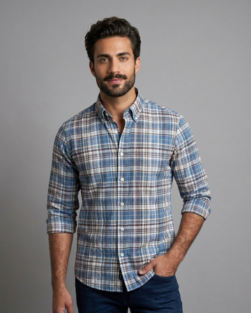 Blue Heritage Cotton Check Shirt