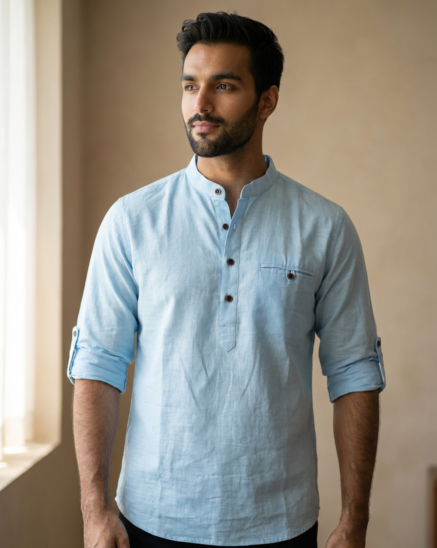 Blanford Skymist Linen Short Kurta