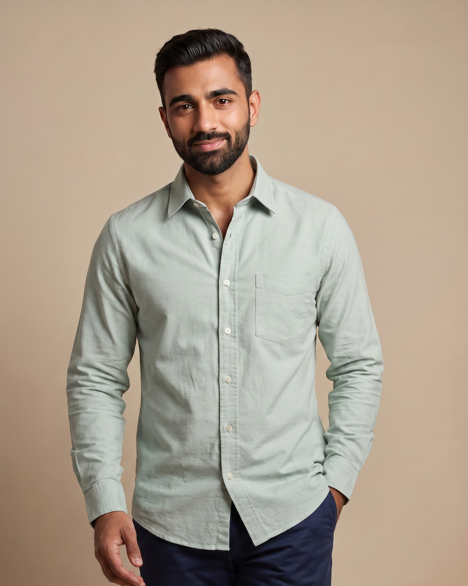 Men’s Sage Green Oxford Lycra Shirt