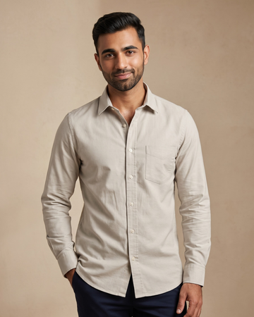 Men’s Grey Oxford Lycra Shirt