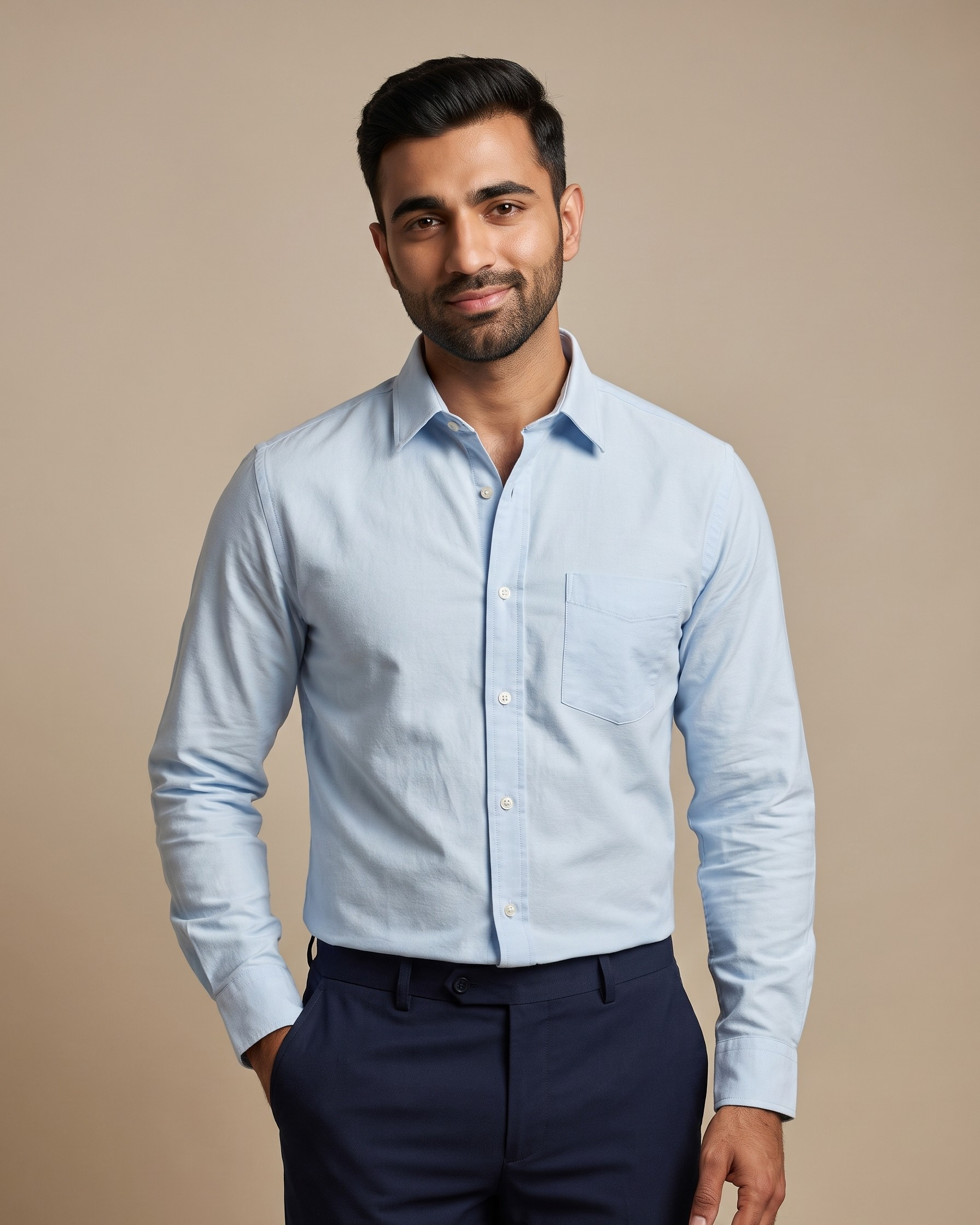 Men’s Sky Blue Oxford Lycra Shirt