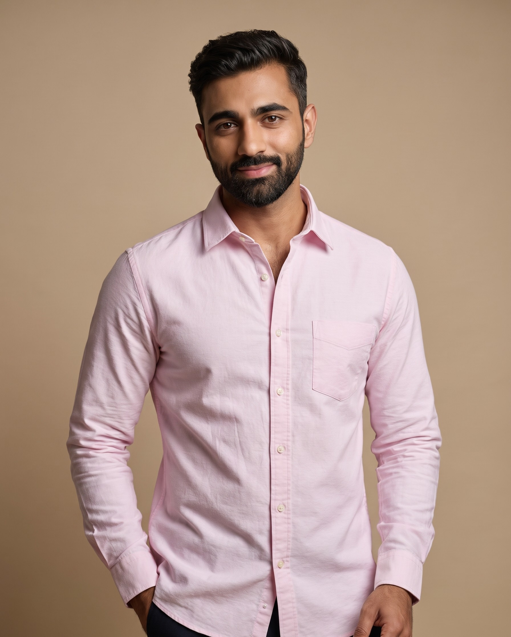 Men’s Pink Oxford Lycra Shirt