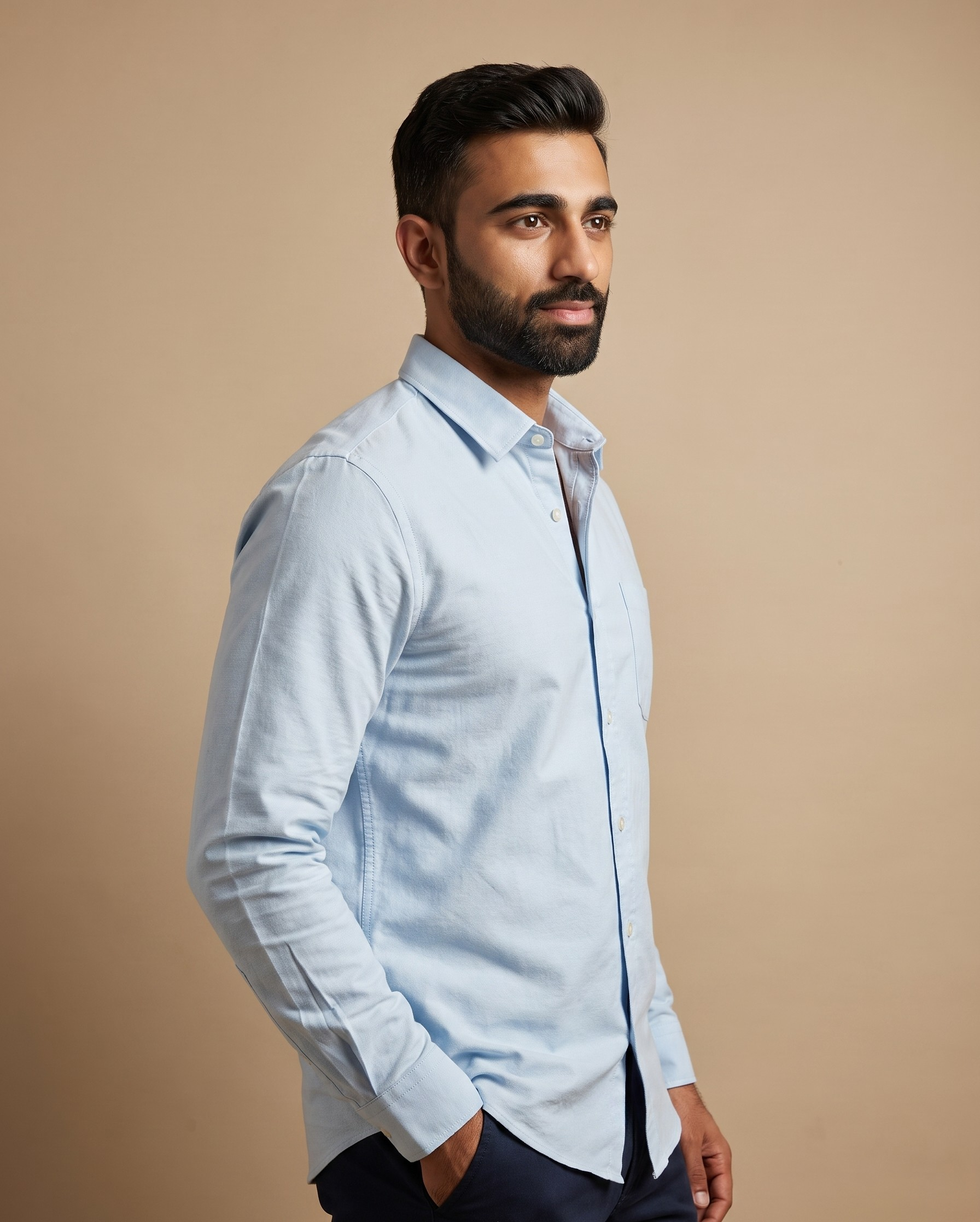 Men’s Sky Blue Oxford Lycra Shirt