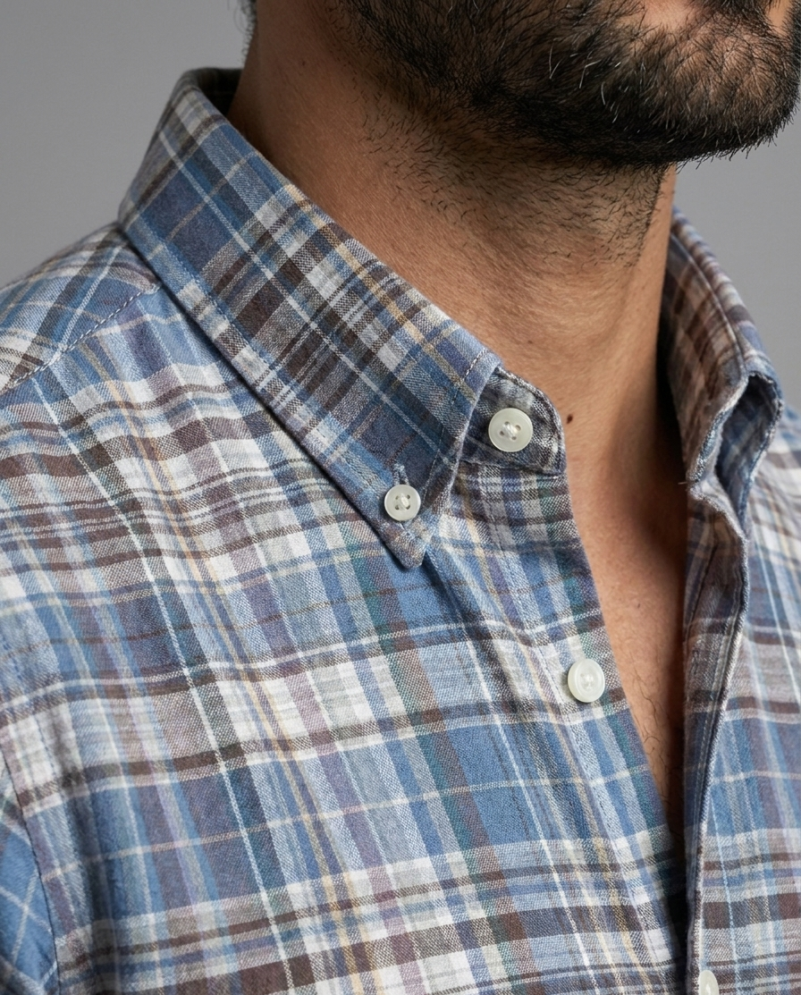 Blue Heritage Cotton Check Shirt