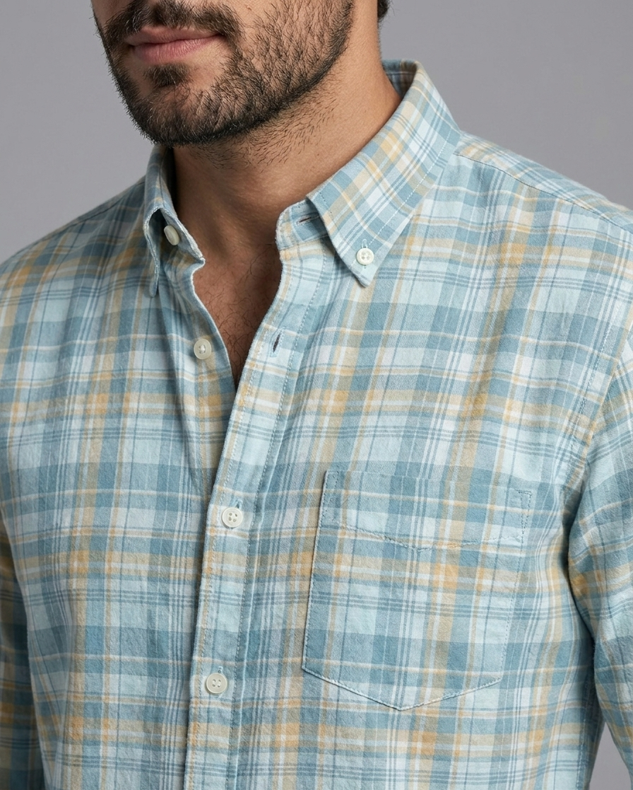 Sage Green Cotton Check Shirt