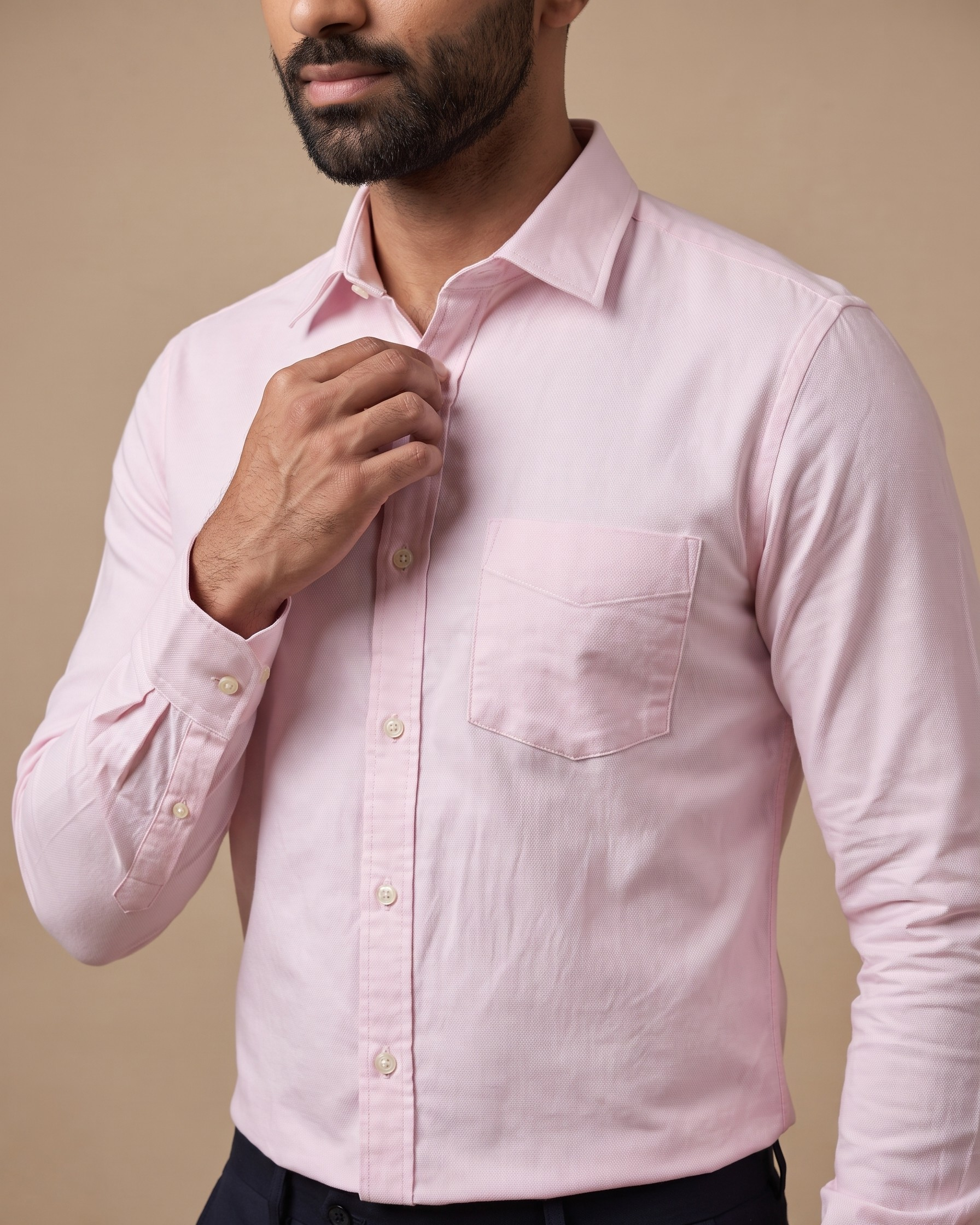 Men’s Pink Oxford Lycra Shirt