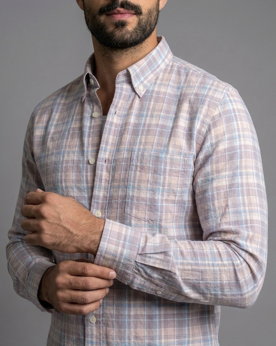 Rose Mist Cotton Check Shirt