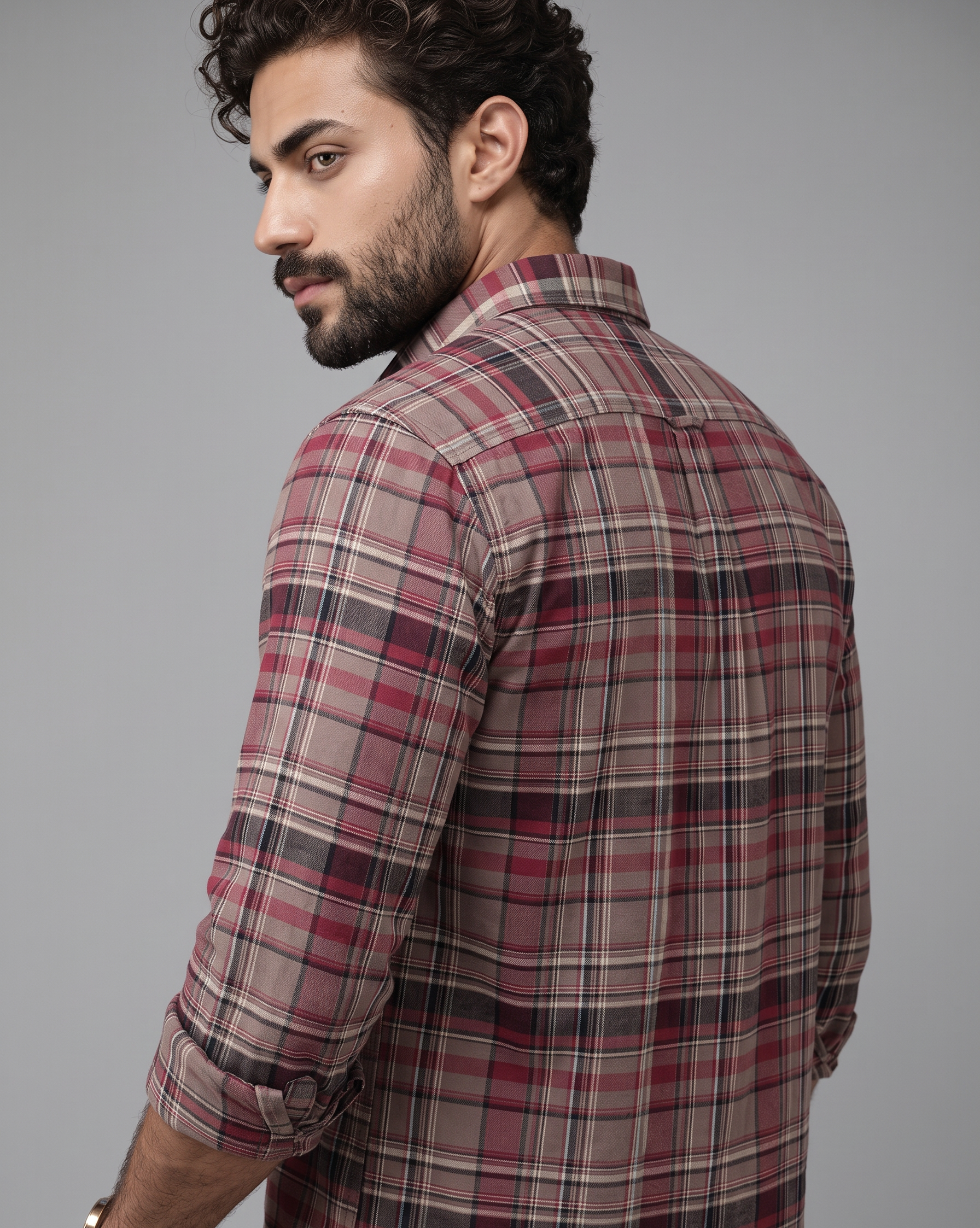 Burgundy Cotton Check Shirt