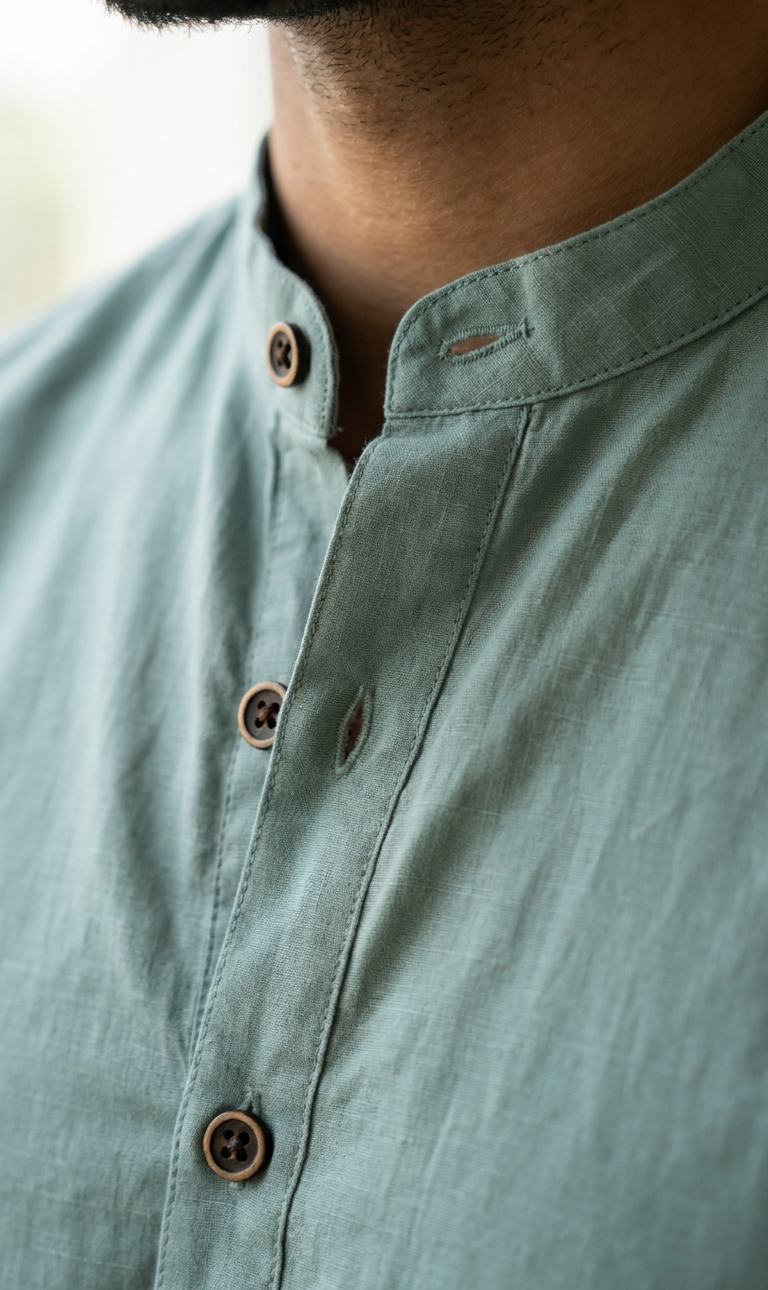 Mist Green Linen Short Kurta