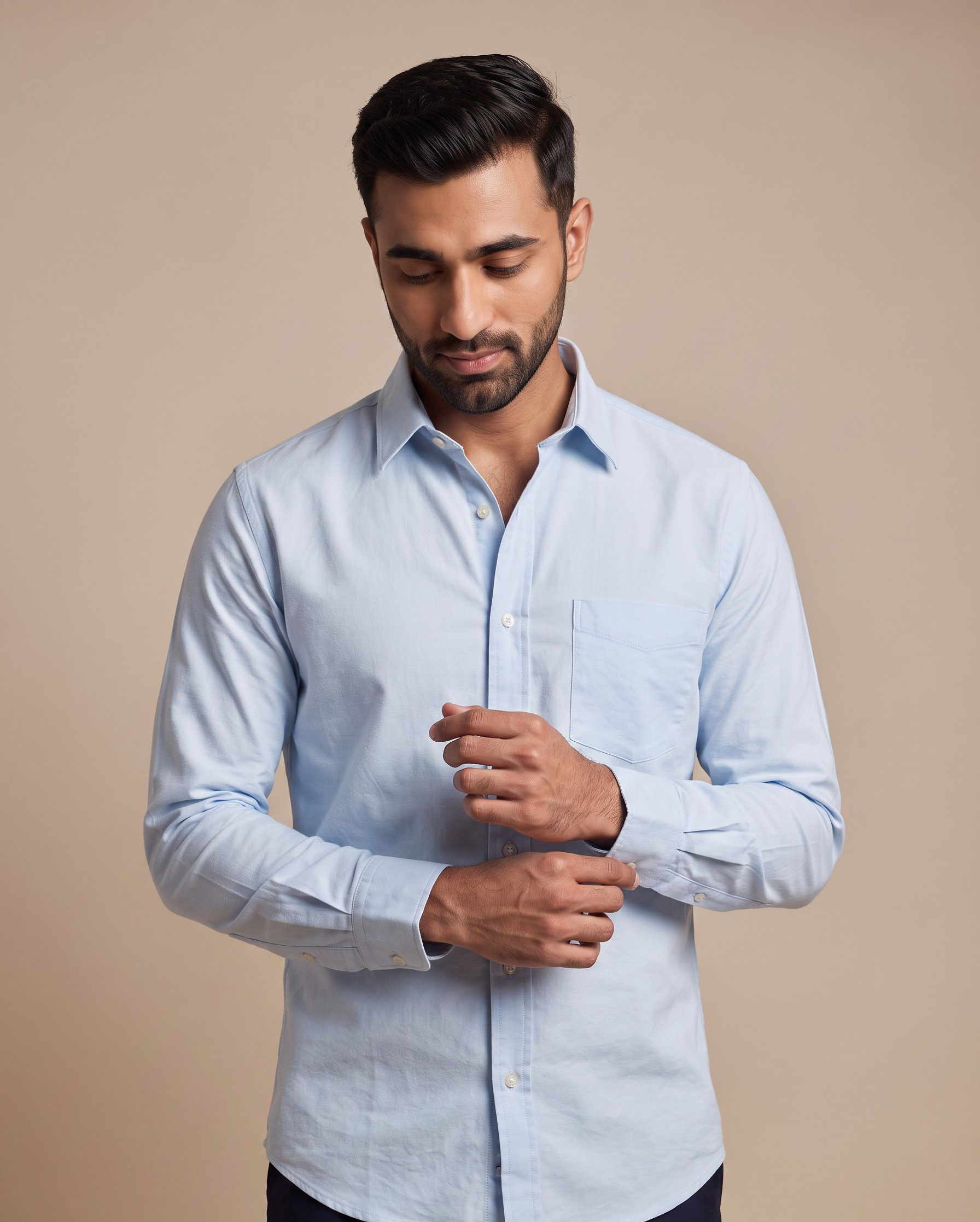 Men’s Sky Blue Oxford Lycra Shirt