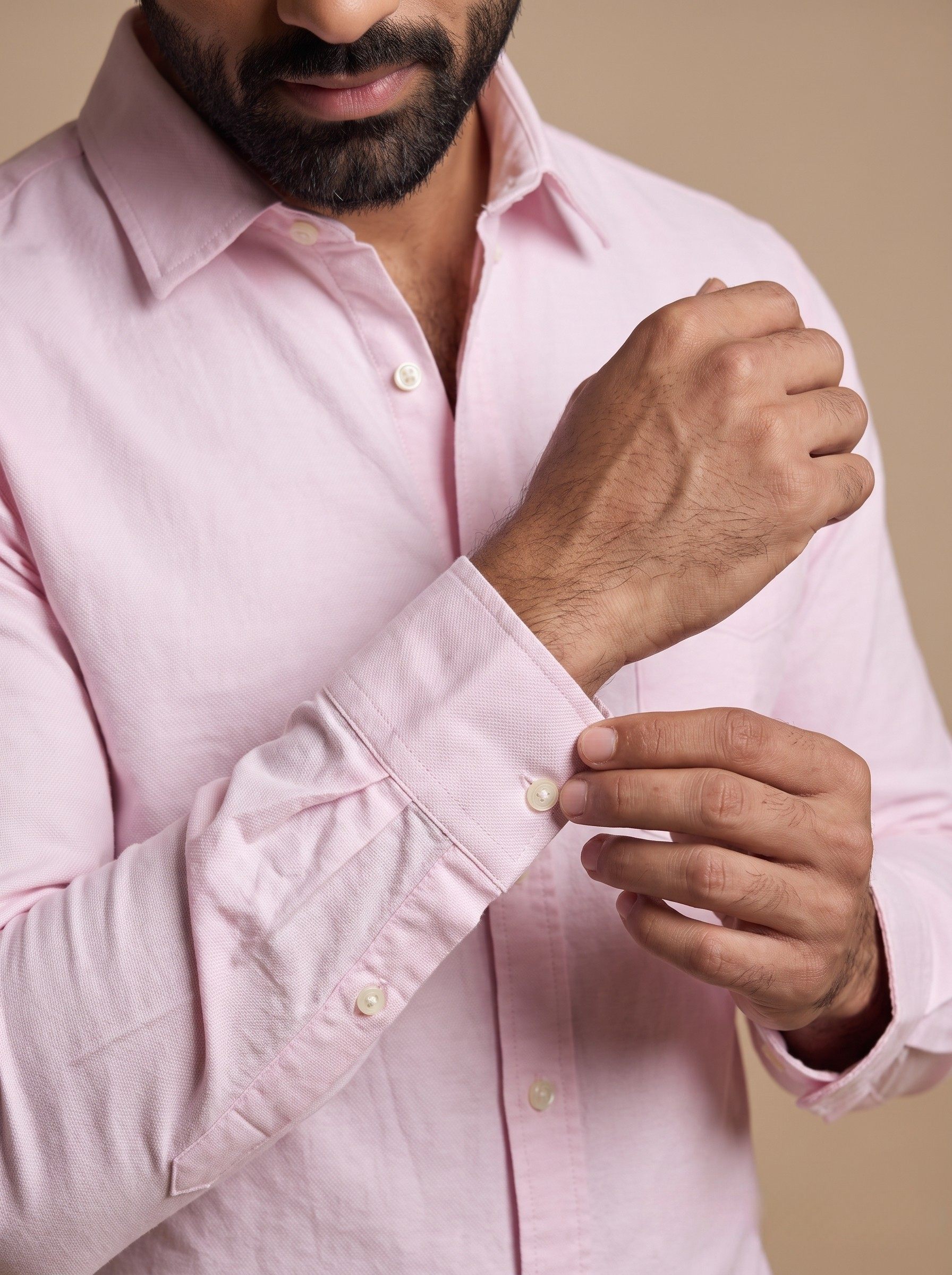 Men’s Pink Oxford Lycra Shirt