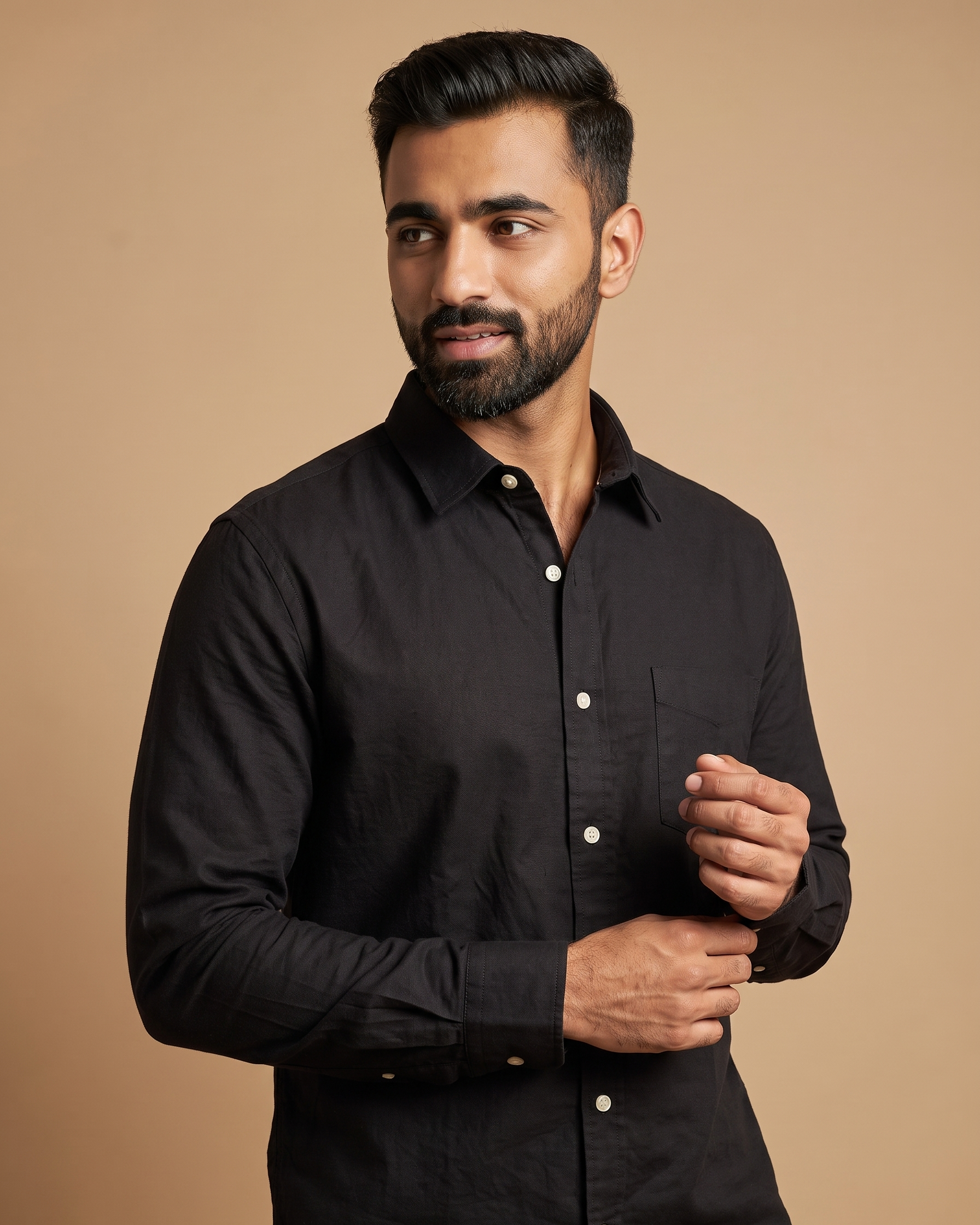 Men’s Black Oxford Lycra Shirt