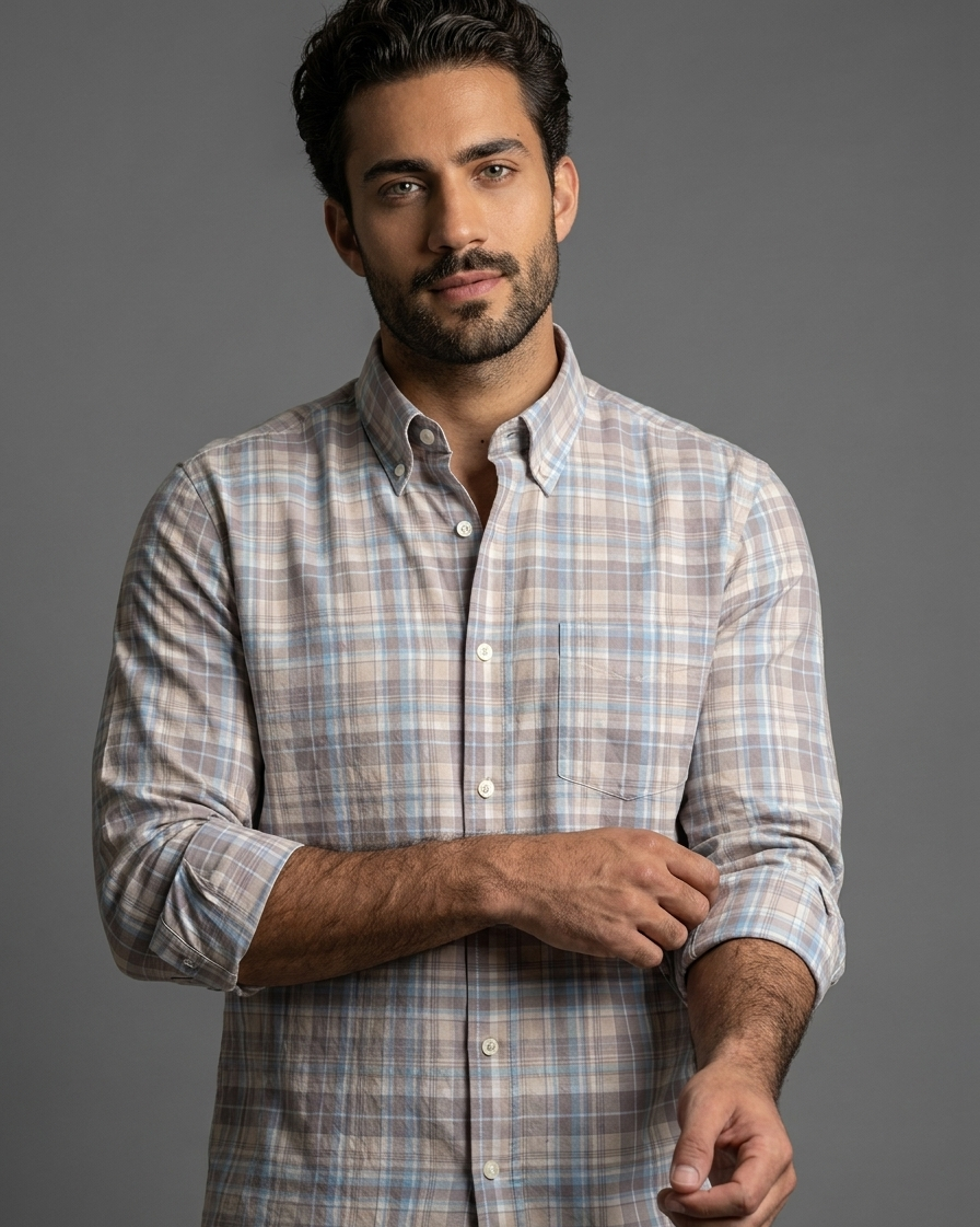 Rose Mist Cotton Check Shirt