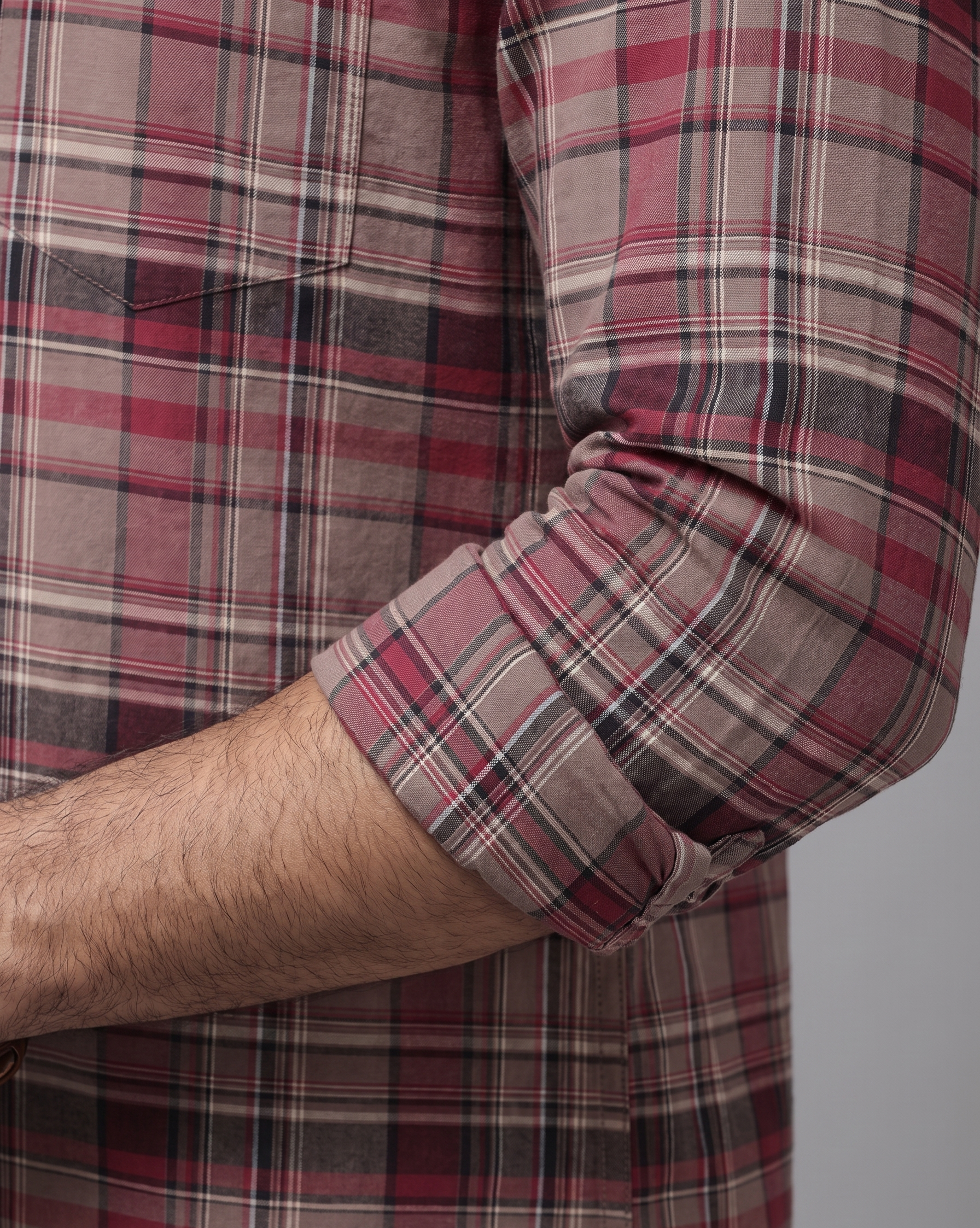 Burgundy Cotton Check Shirt