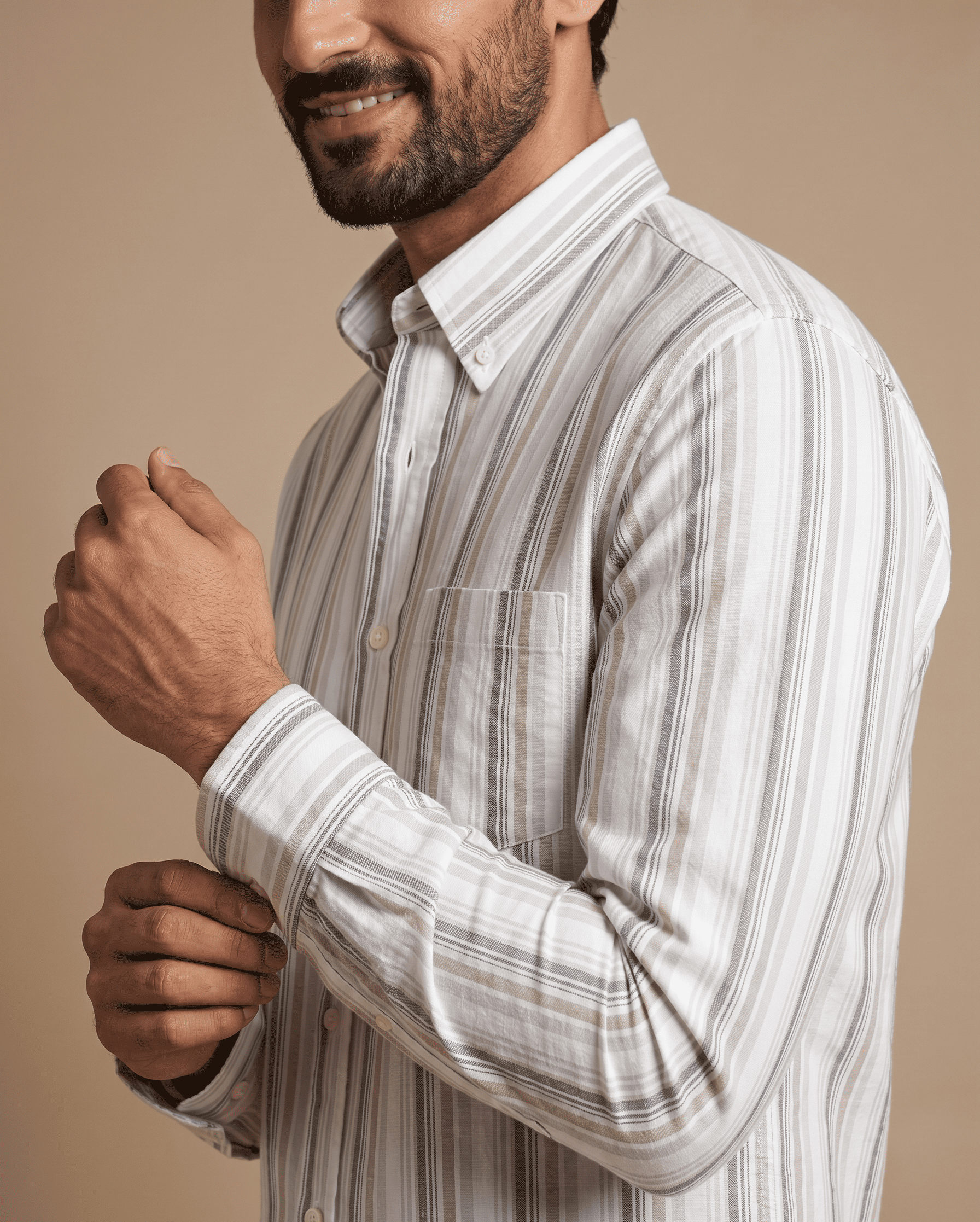Sandstone Oxford Stripe Cotton Shirt