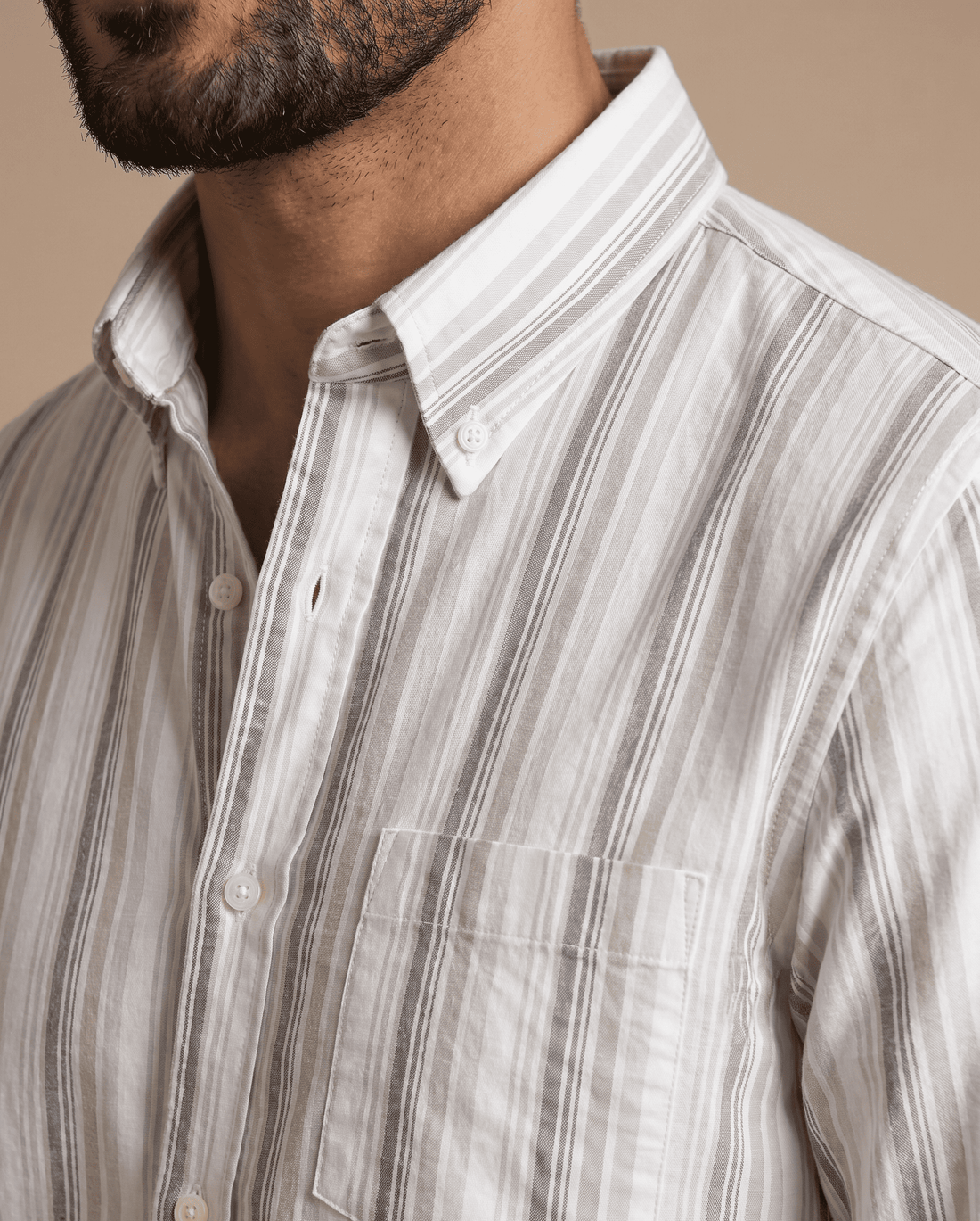 Sandstone Oxford Stripe Cotton Shirt