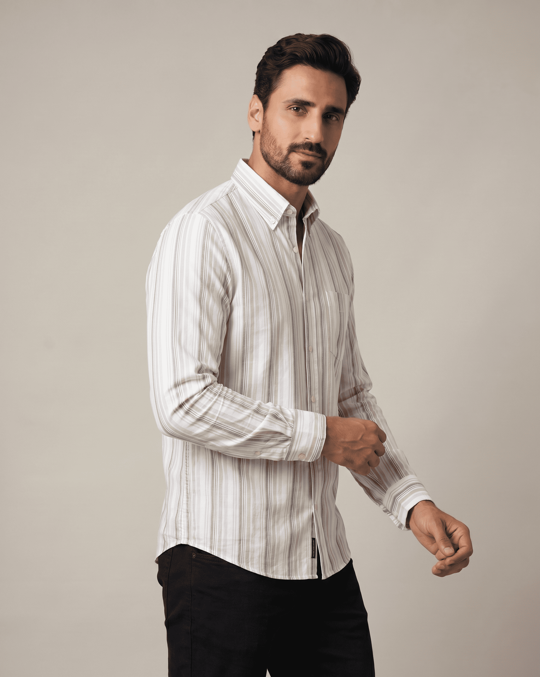 Sandstone Oxford Stripe Cotton Shirt
