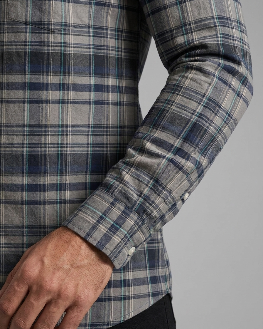 Slate Navy Cotton Check Shirt
