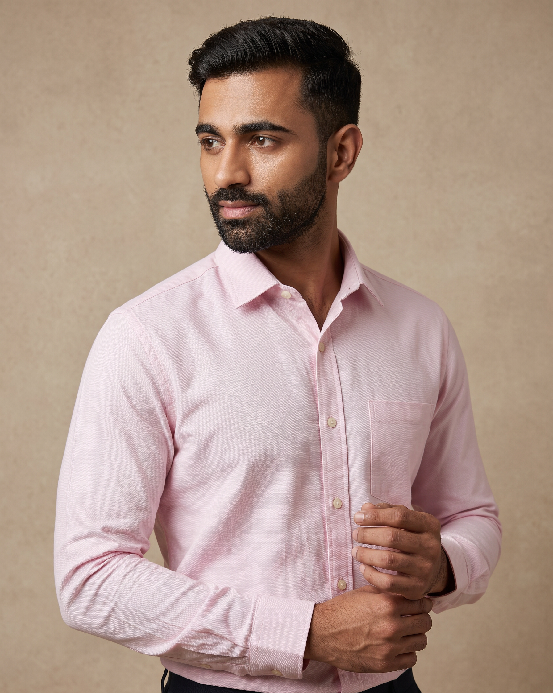 Men’s Pink Oxford Lycra Shirt