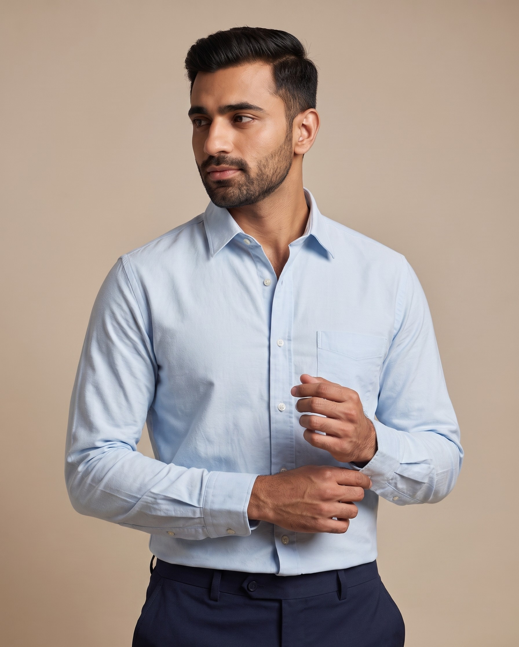 Men’s Sky Blue Oxford Lycra Shirt
