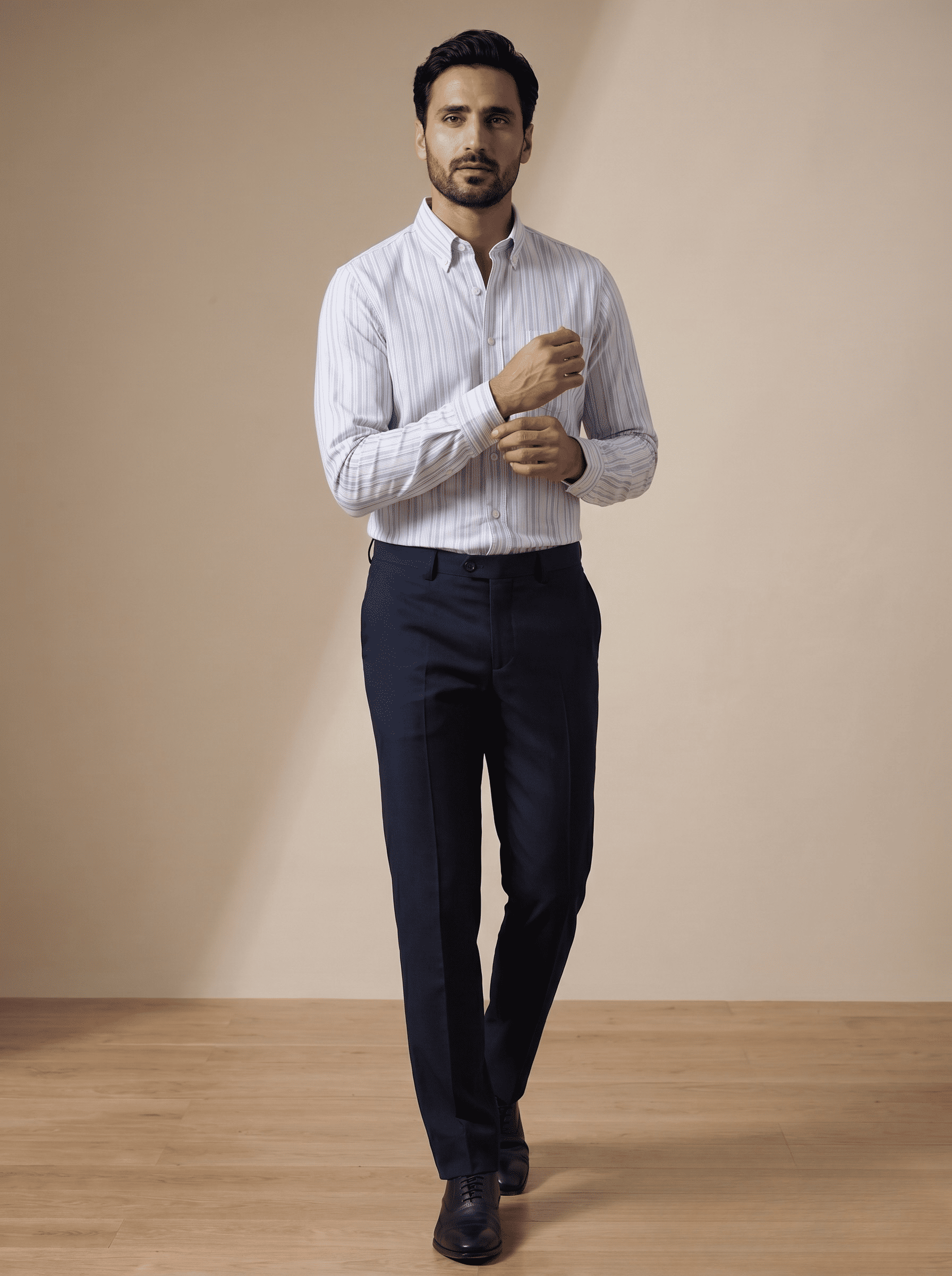Skyline Blue Oxford Stripe Cotton Shirt