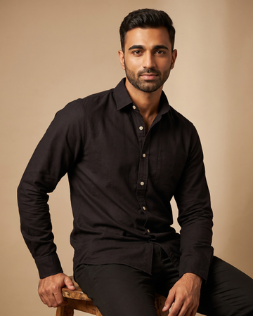 Men’s Black Oxford Lycra Shirt