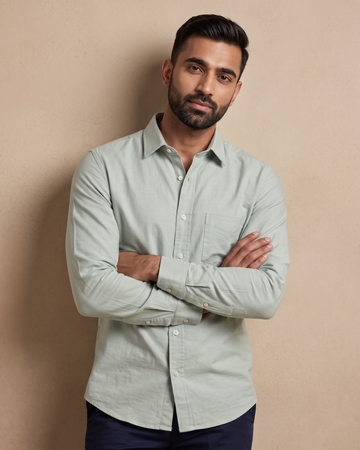 Men’s Sage Green Oxford Lycra Shirt
