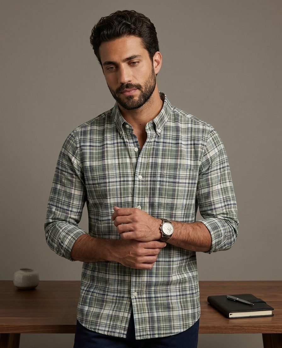 Green Heritage Cotton Check Shirt