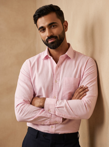 Men’s Pink Oxford Lycra Shirt